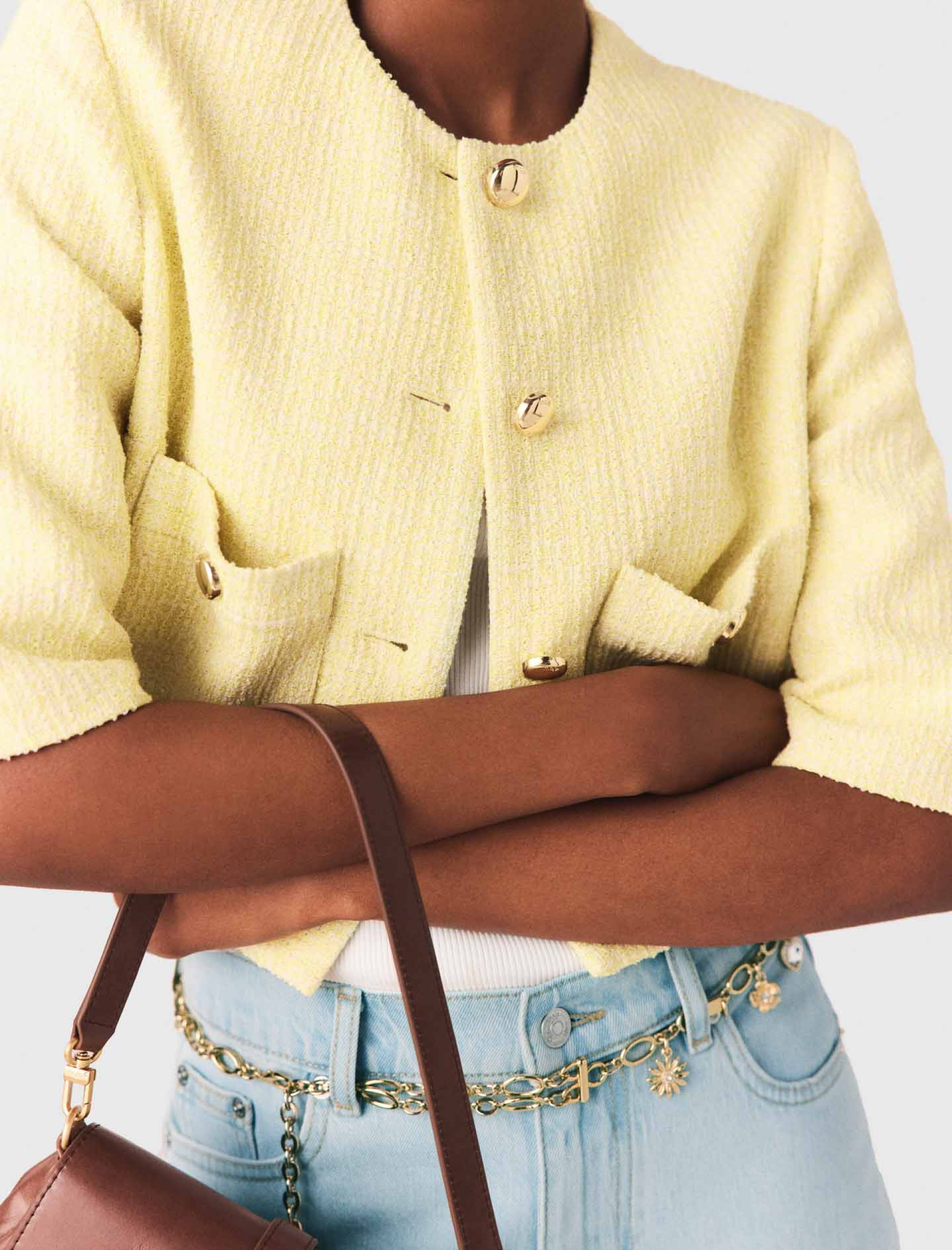 Женский твидовый жакет с коротким рукавом