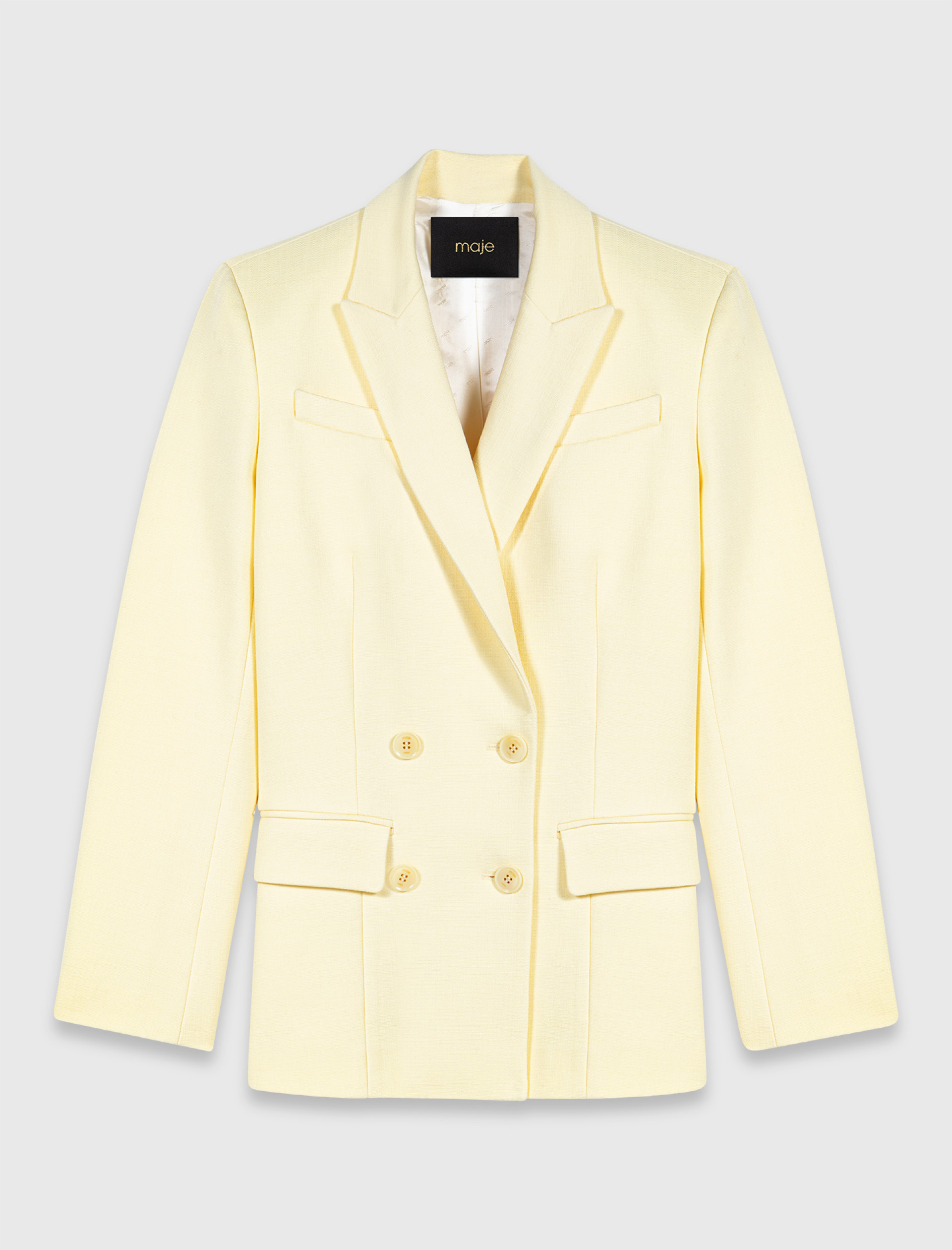 Женский желтый двубортный жакет Женский желтый двубортный жакет
