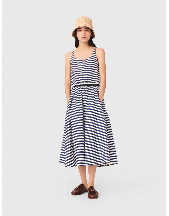 Женский полосатый топ на пуговицах