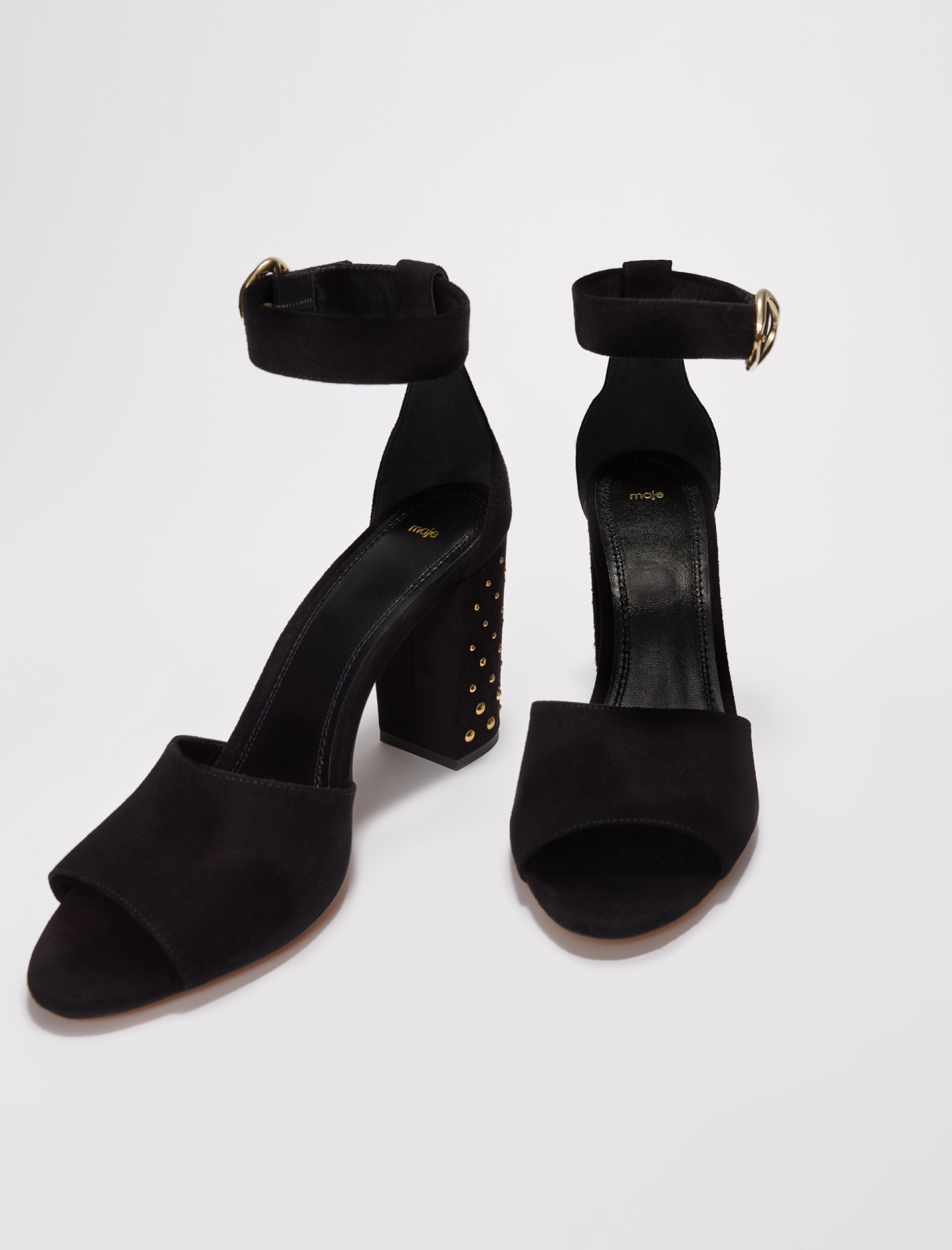 Жіночі чорні замшеві босоніжки