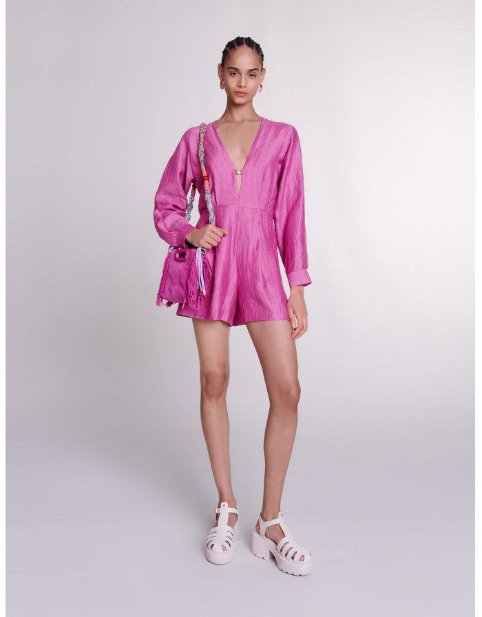 Льняний комбінезон-шорти