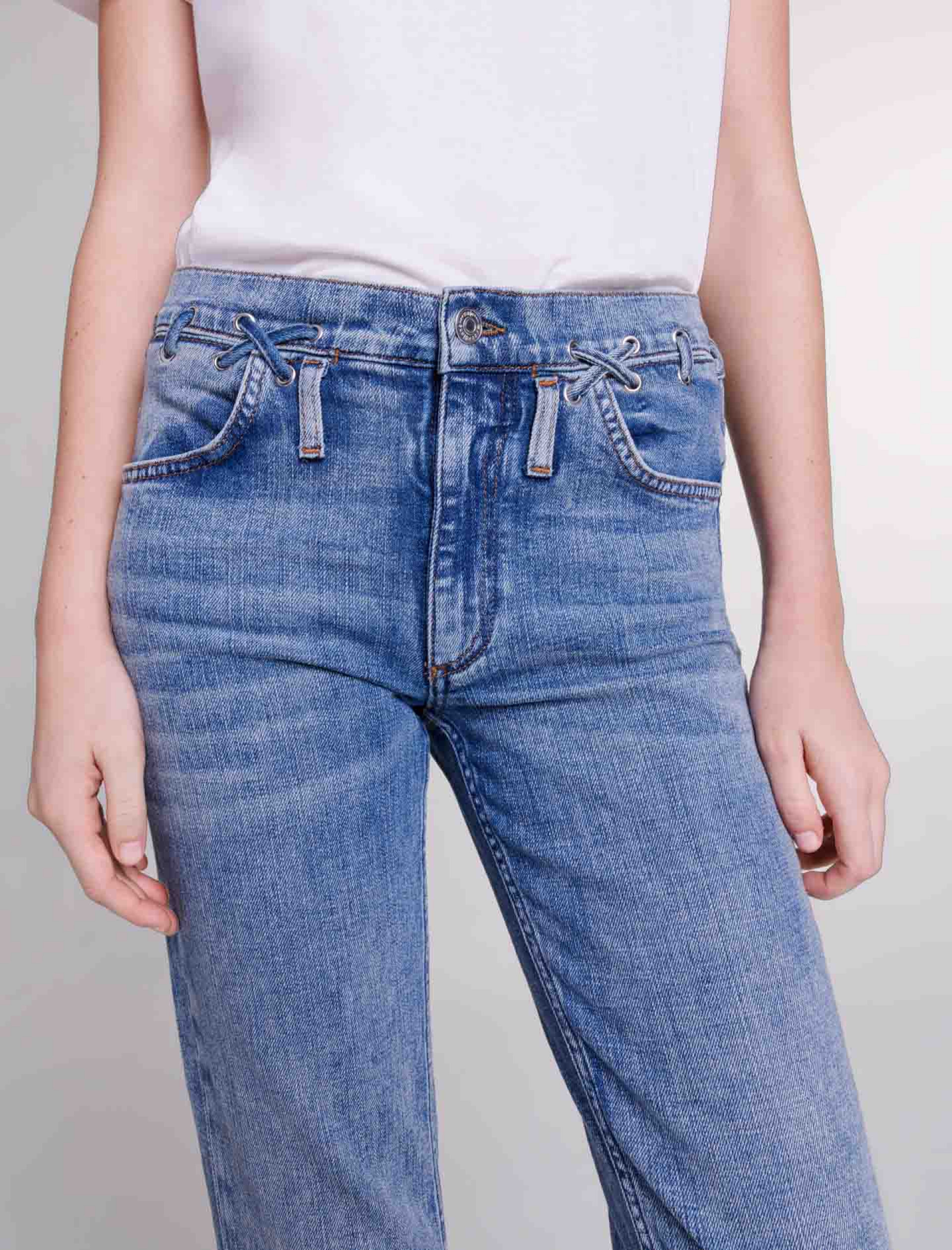 Джинсы с плетеными деталями Джинсы с плетеными деталями