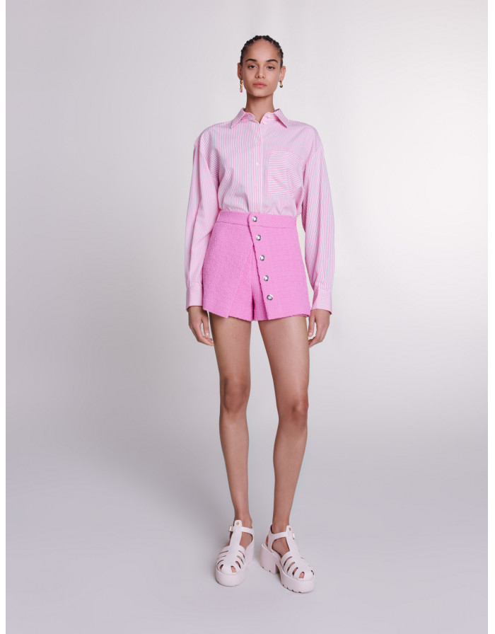 Твидовые шорты со вставками