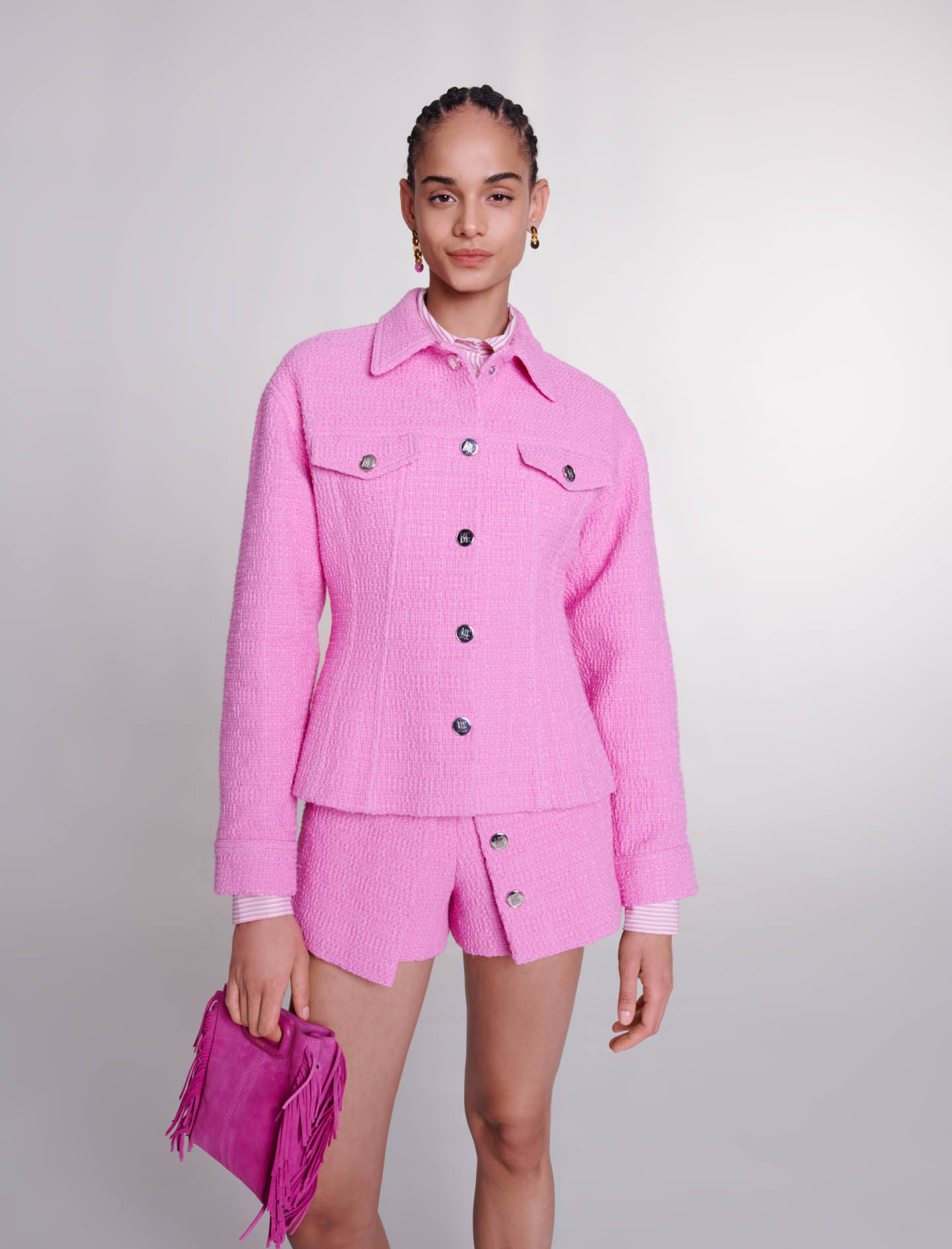 Приталенний твідовий жакет