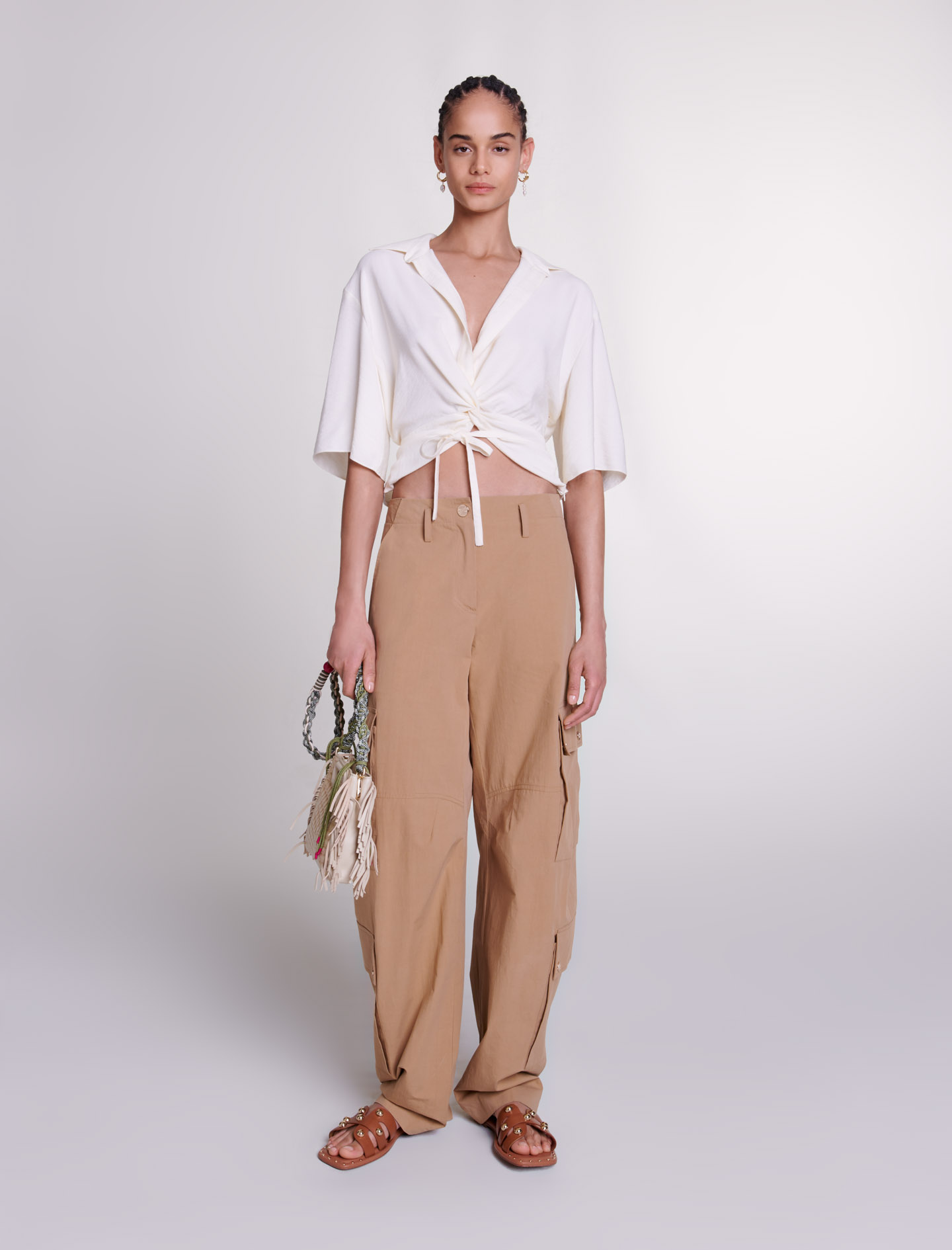 Белый топ с завязкой