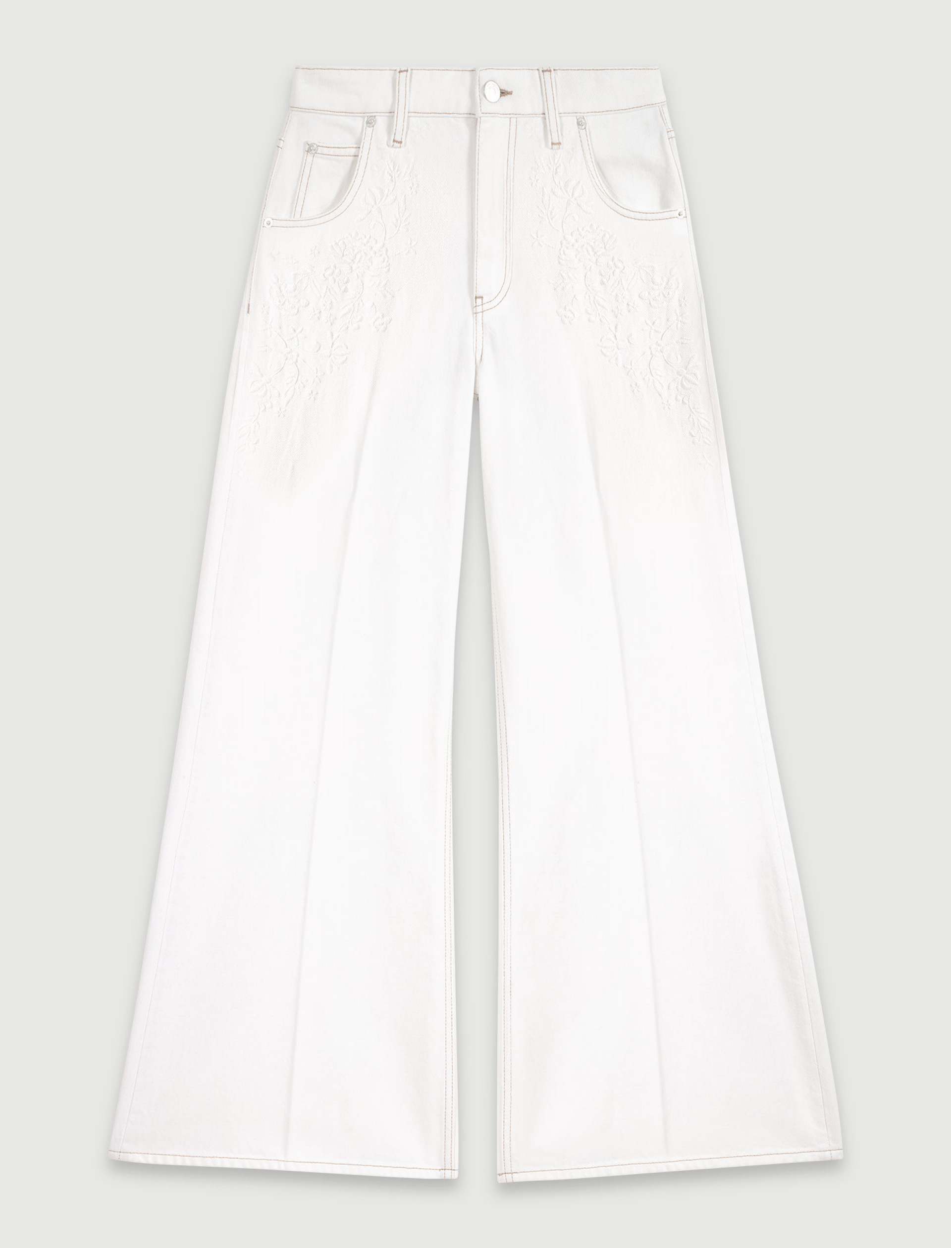 Женские белые широкие джинсы
