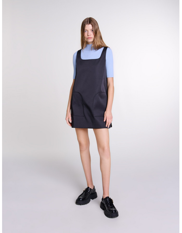 Жіноча чорна коротка атласна сукня