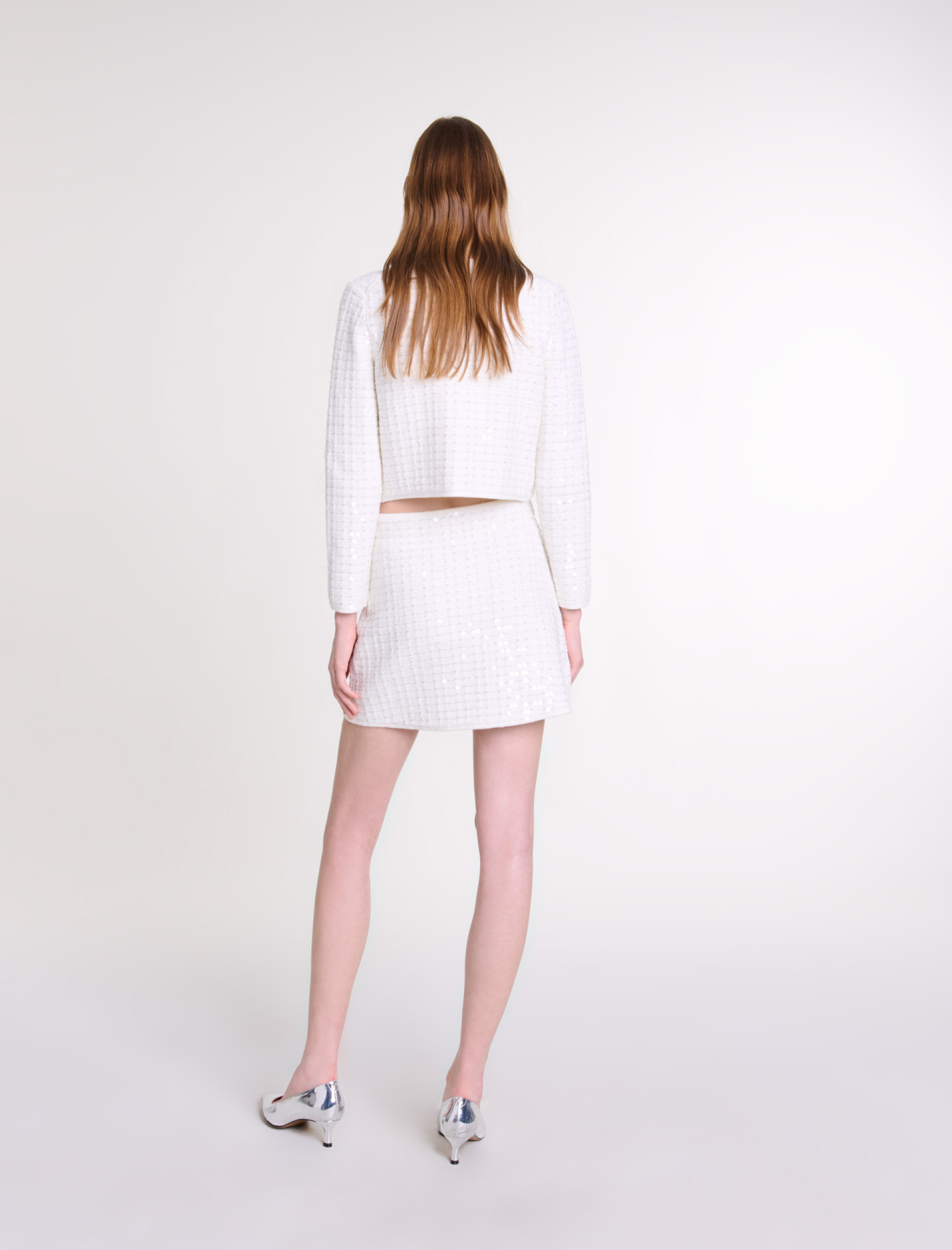 Женская белая юбка с пайетками Женская белая юбка с пайетками