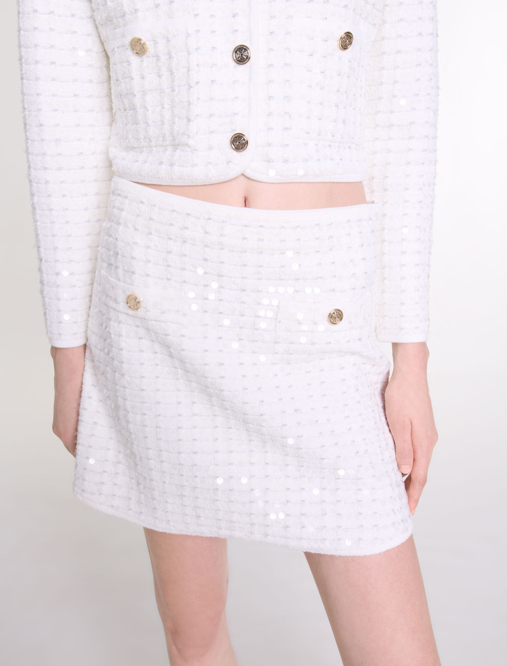 Женская белая юбка с пайетками Женская белая юбка с пайетками