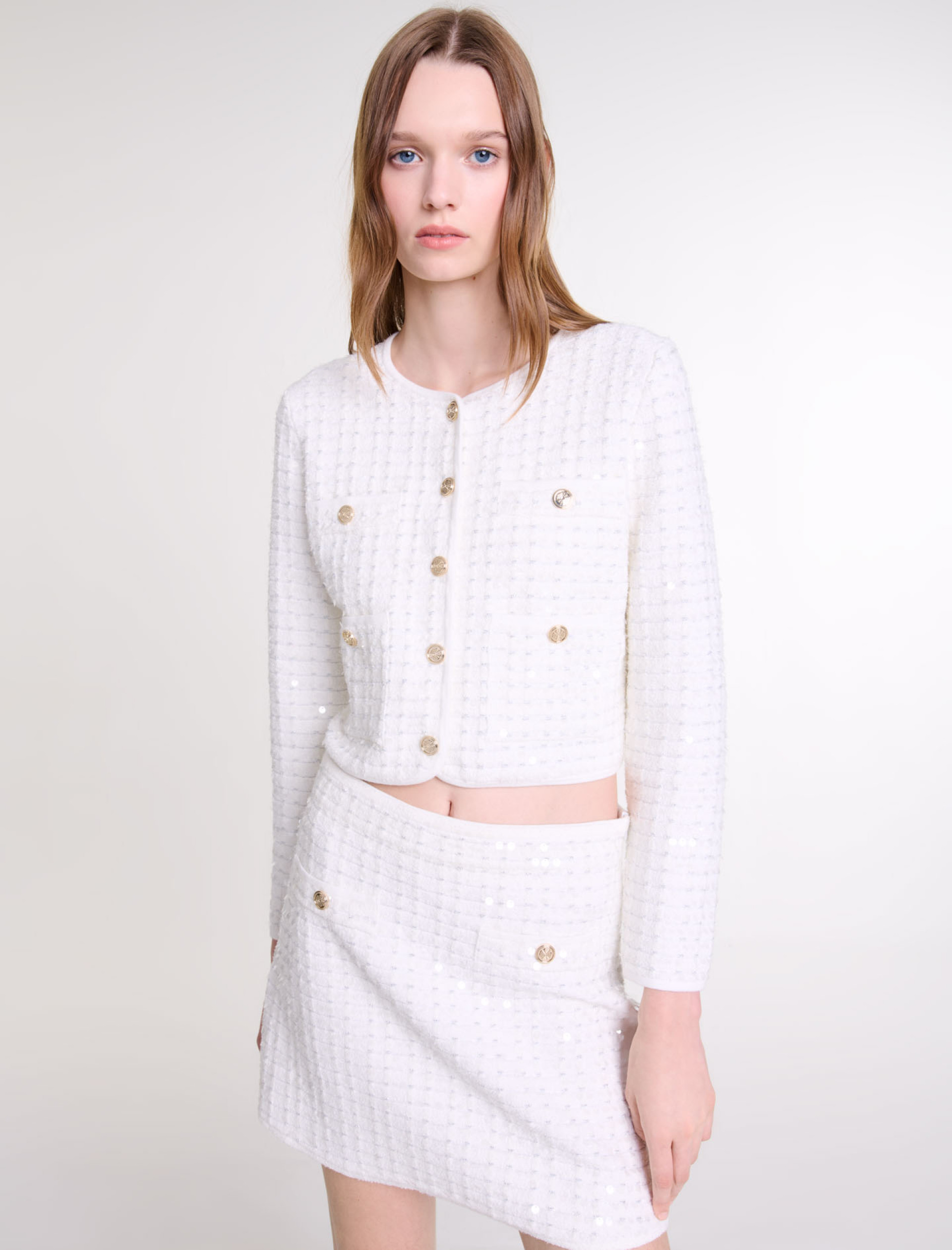 Женская белая юбка с пайетками Женская белая юбка с пайетками