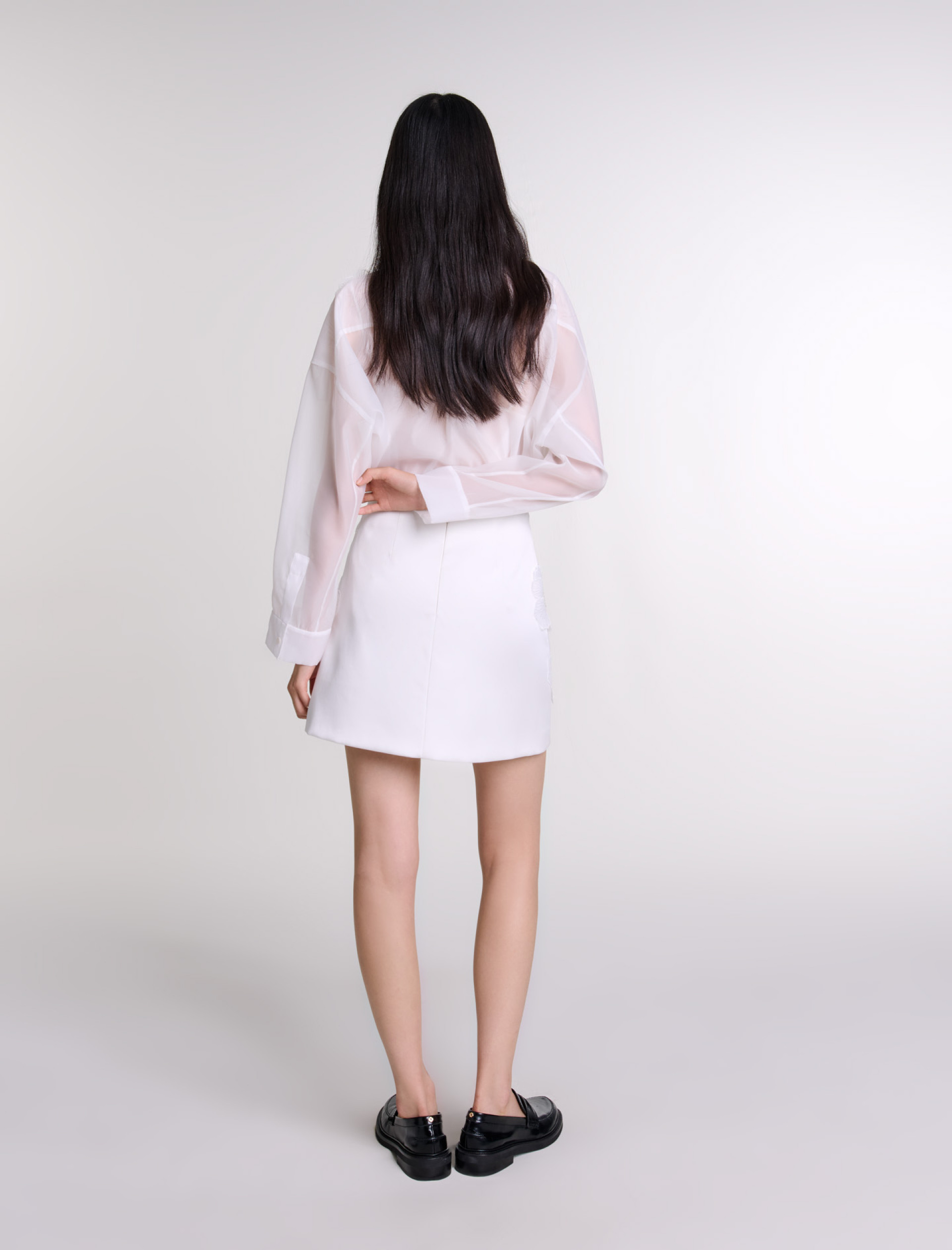 Женская атласная юбка с цветочным принтом и бисером Женская атласная юбка с цветочным принтом и бисером