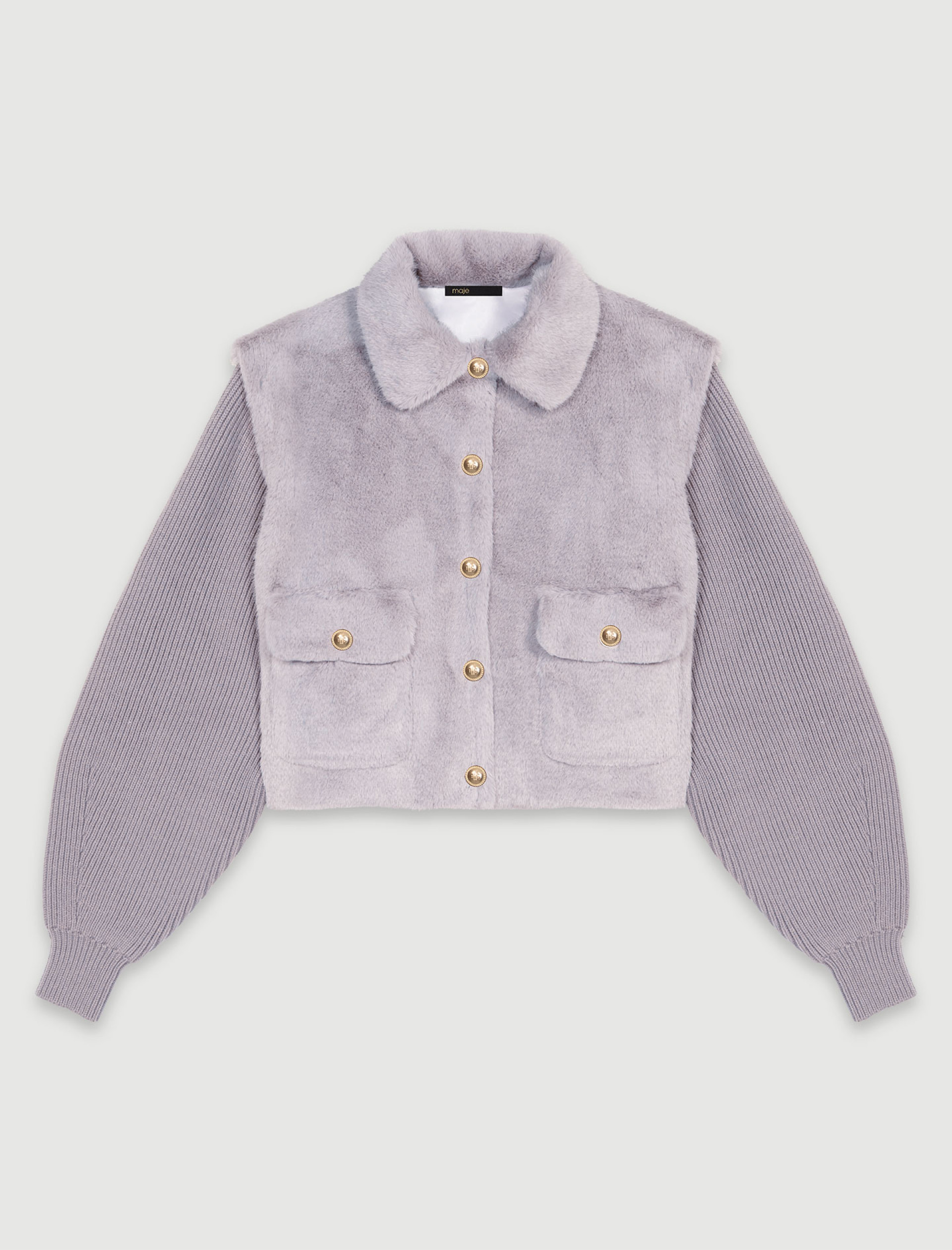 Женская куртка из двух материалов из искусственного меха Женская куртка из двух материалов из искусственного меха