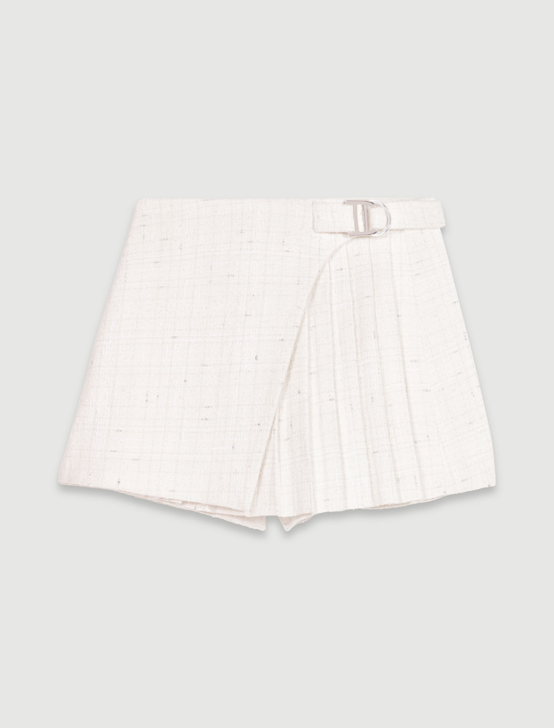 Женская белая твидовая юбка-шорты Женская белая твидовая юбка-шорты