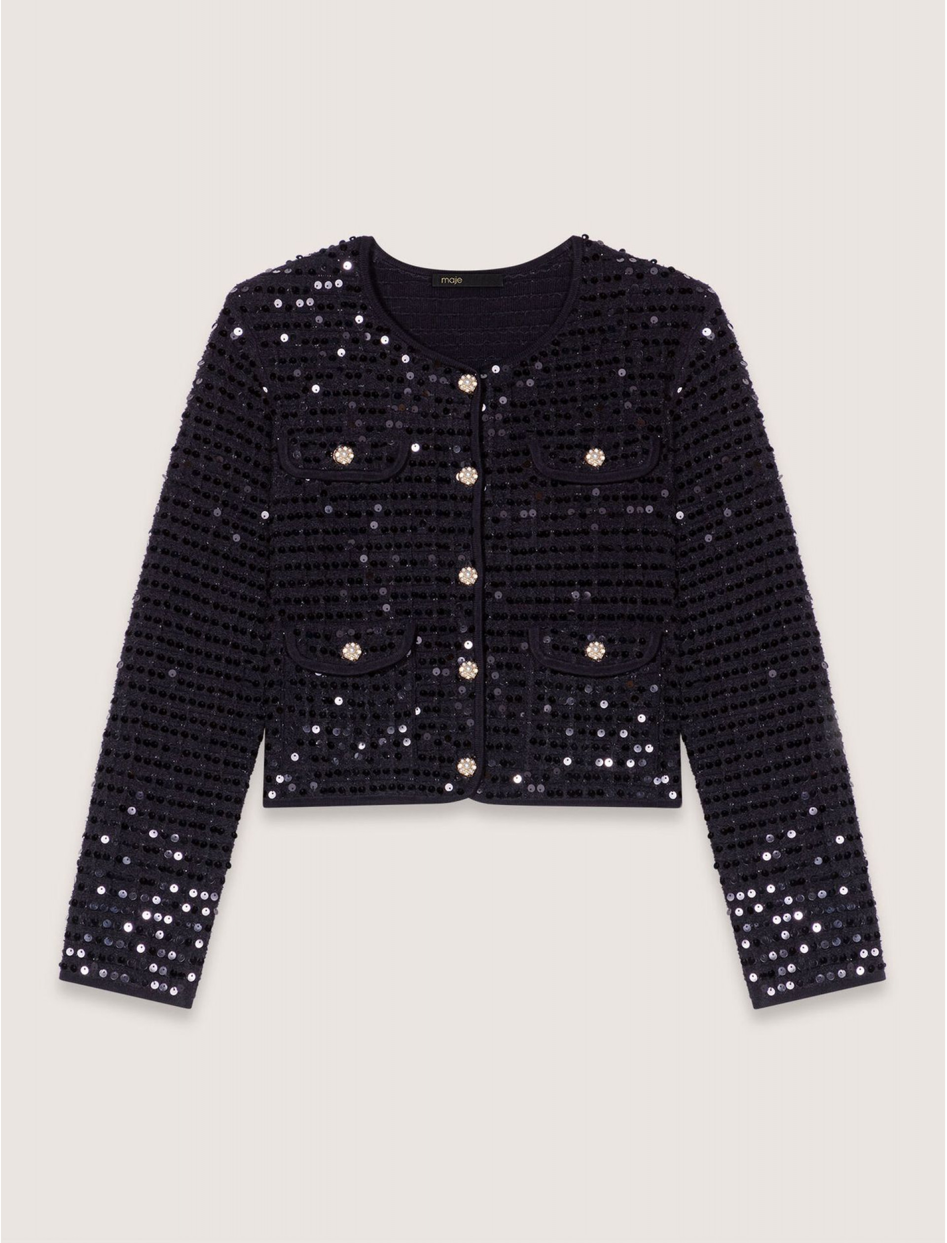 Жіночий укорочений кардиган з паєтками