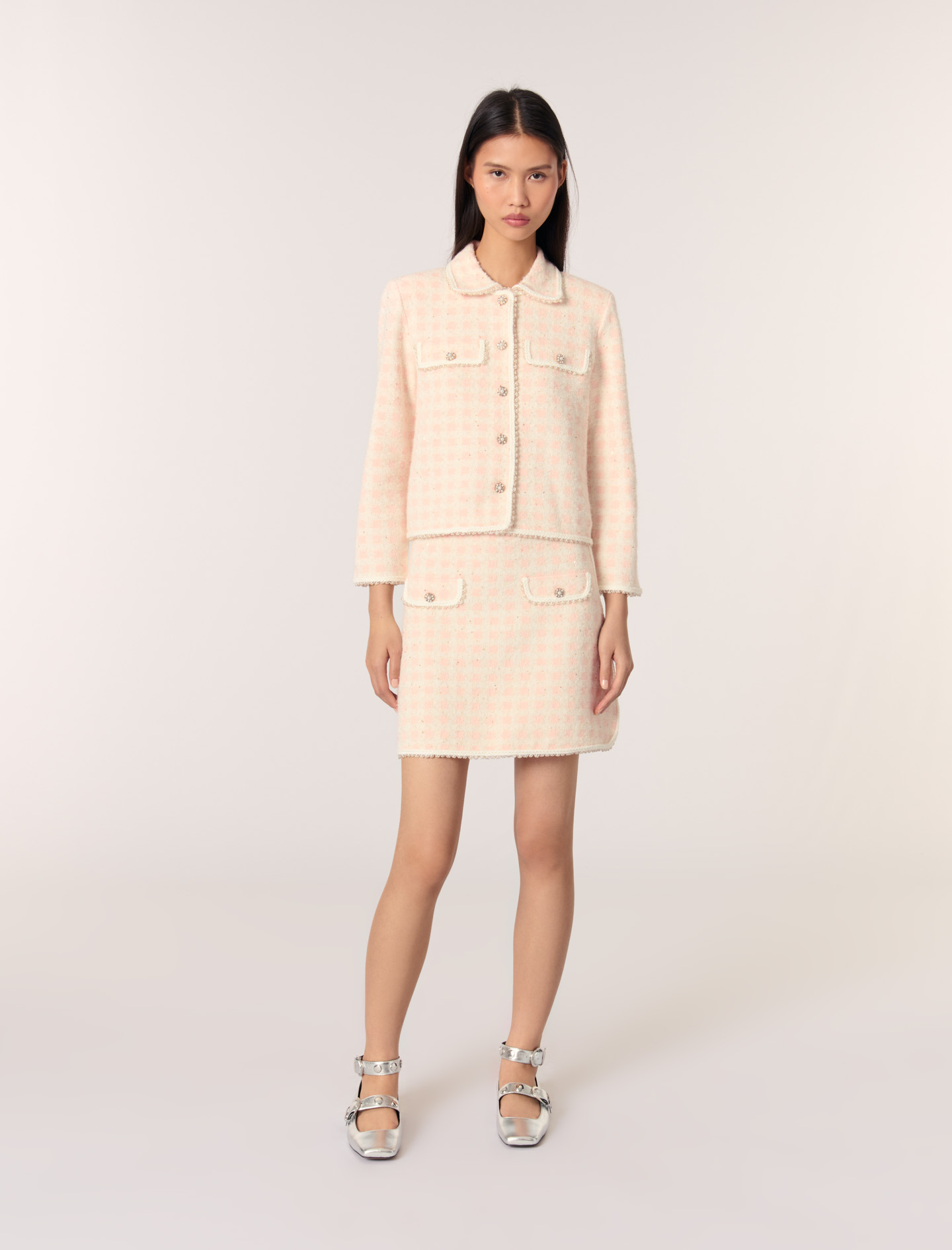 Женский кардиган с твидовым эффектом