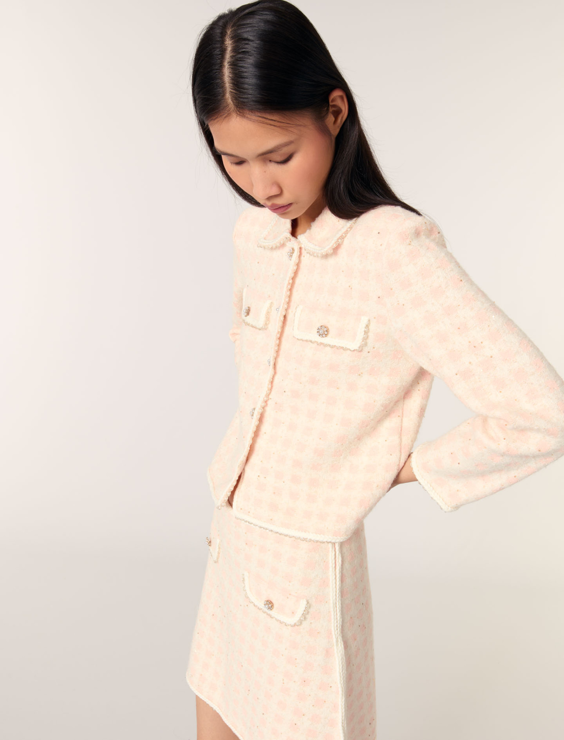 Женский кардиган с твидовым эффектом