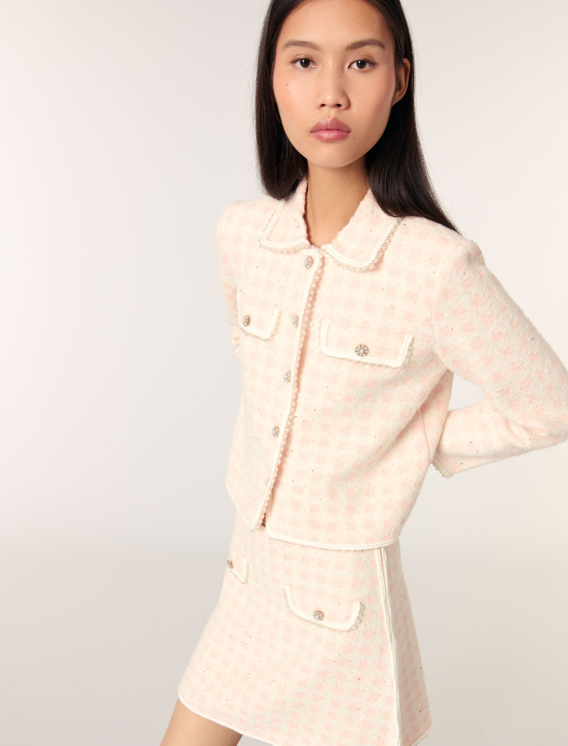 Женский кардиган с твидовым эффектом