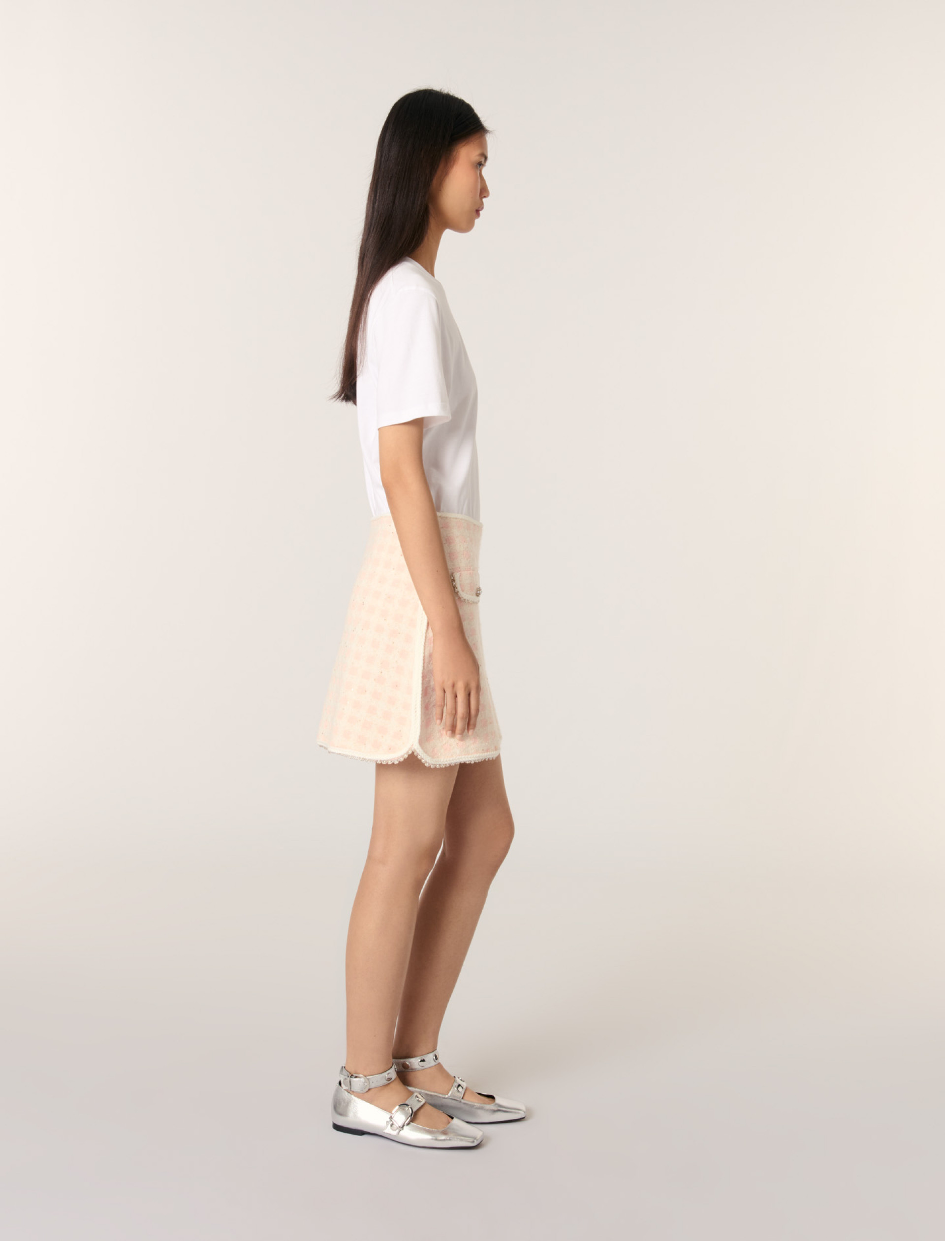 Женская короткая юбка с твидовым эффектом