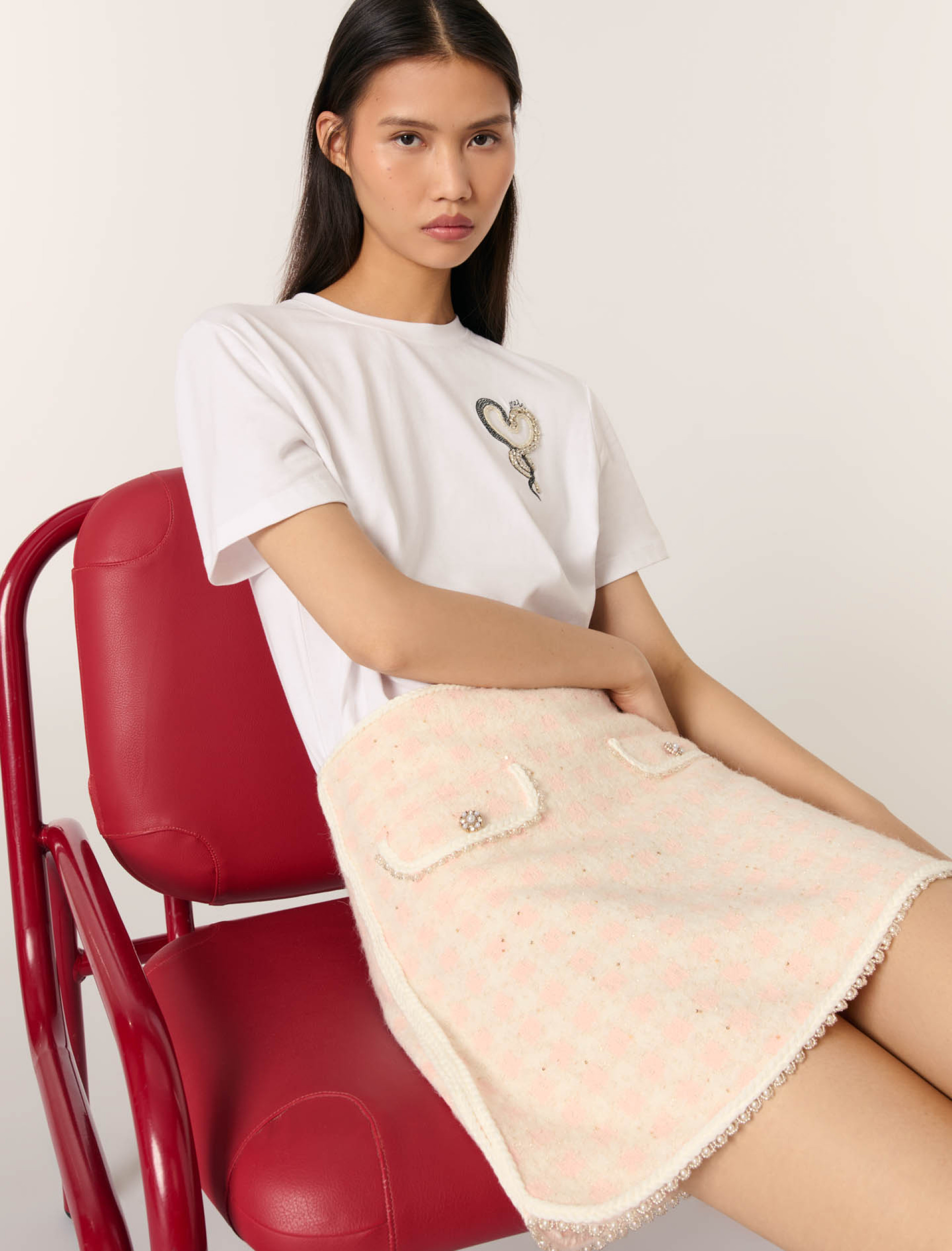 Женская короткая юбка с твидовым эффектом