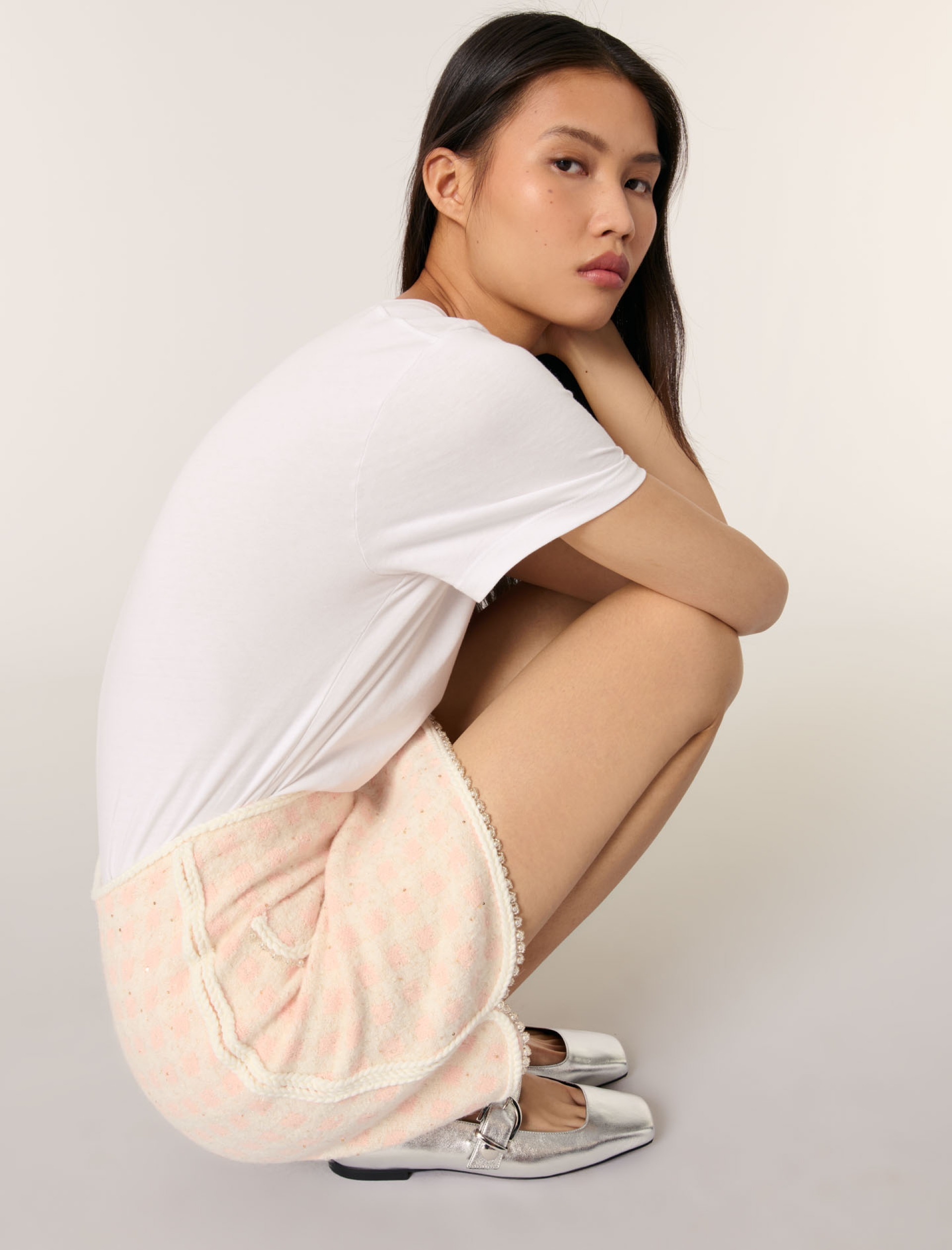 Женская короткая юбка с твидовым эффектом