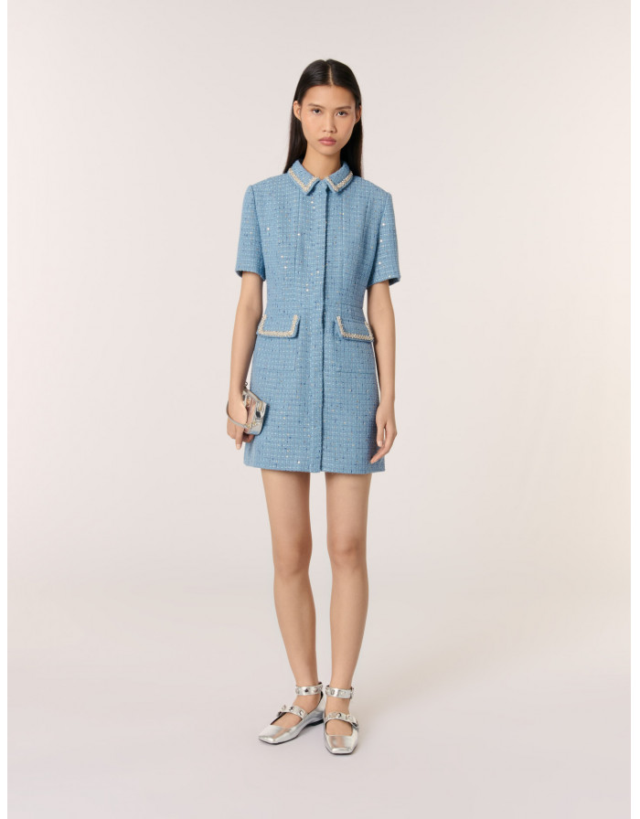 Жіноча твідова сукня з паєтками