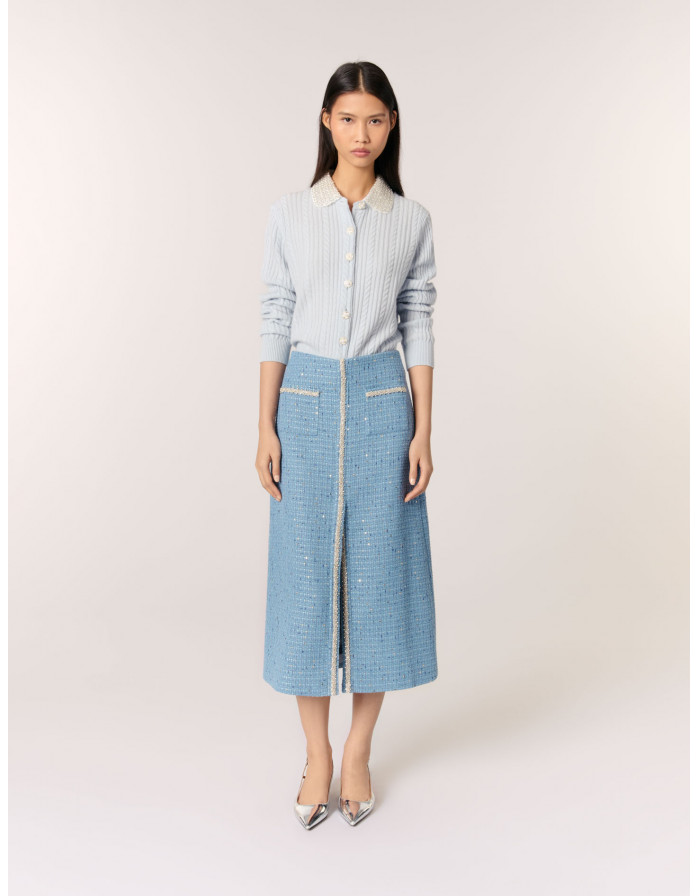 Жіноча твідова спідниця з паєтками