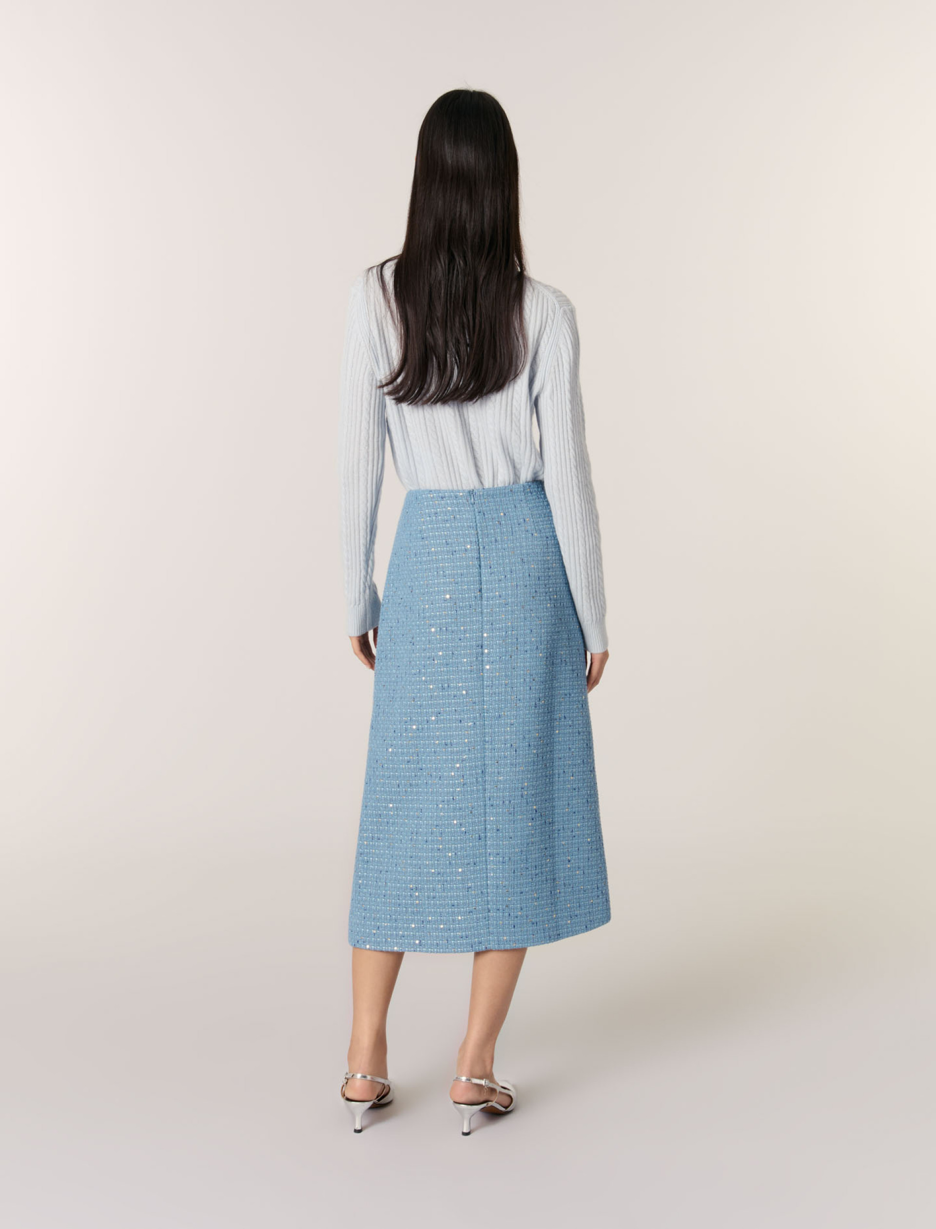 Жіноча твідова спідниця з паєтками