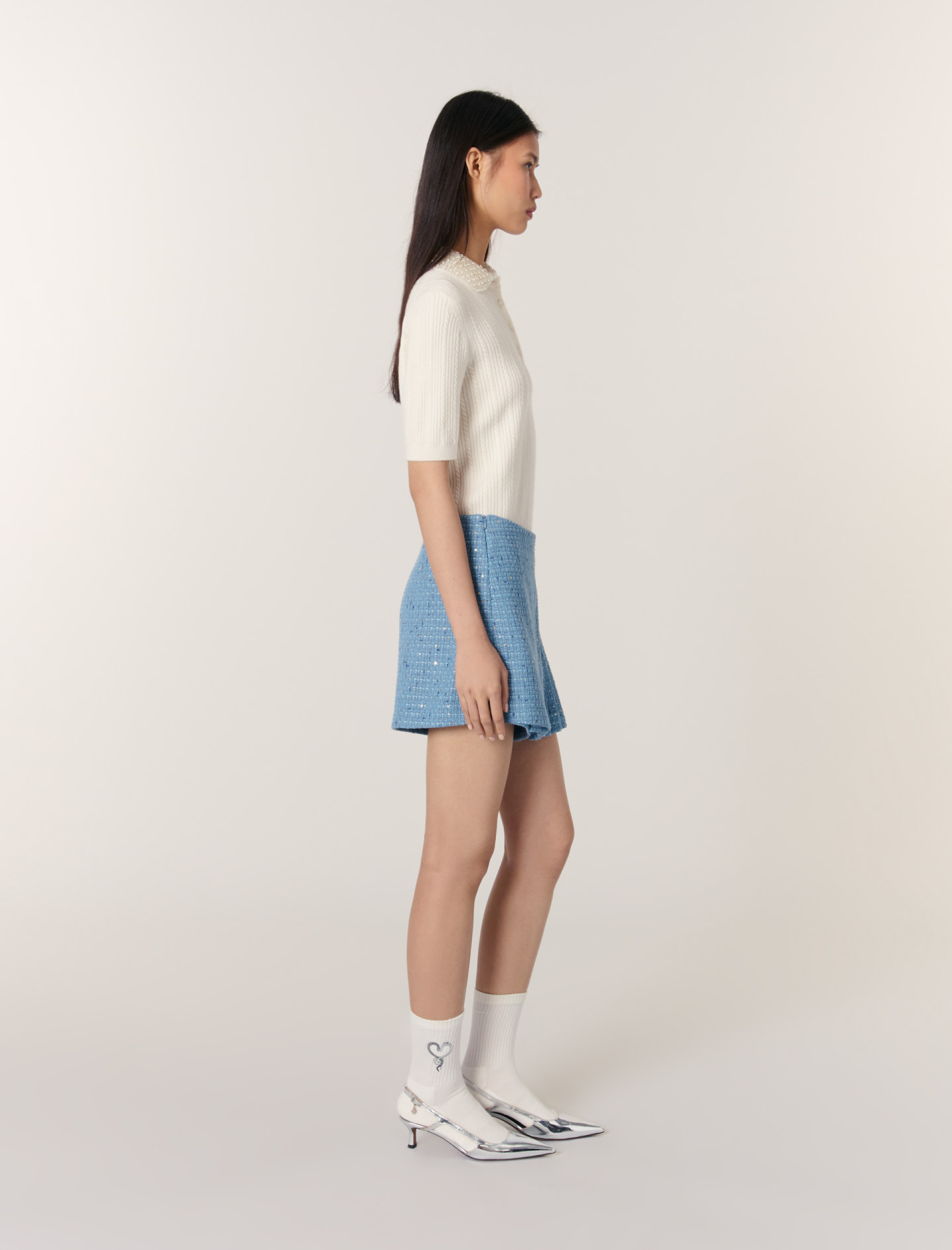 Жіноча плісирована твідова спідниця-шорти