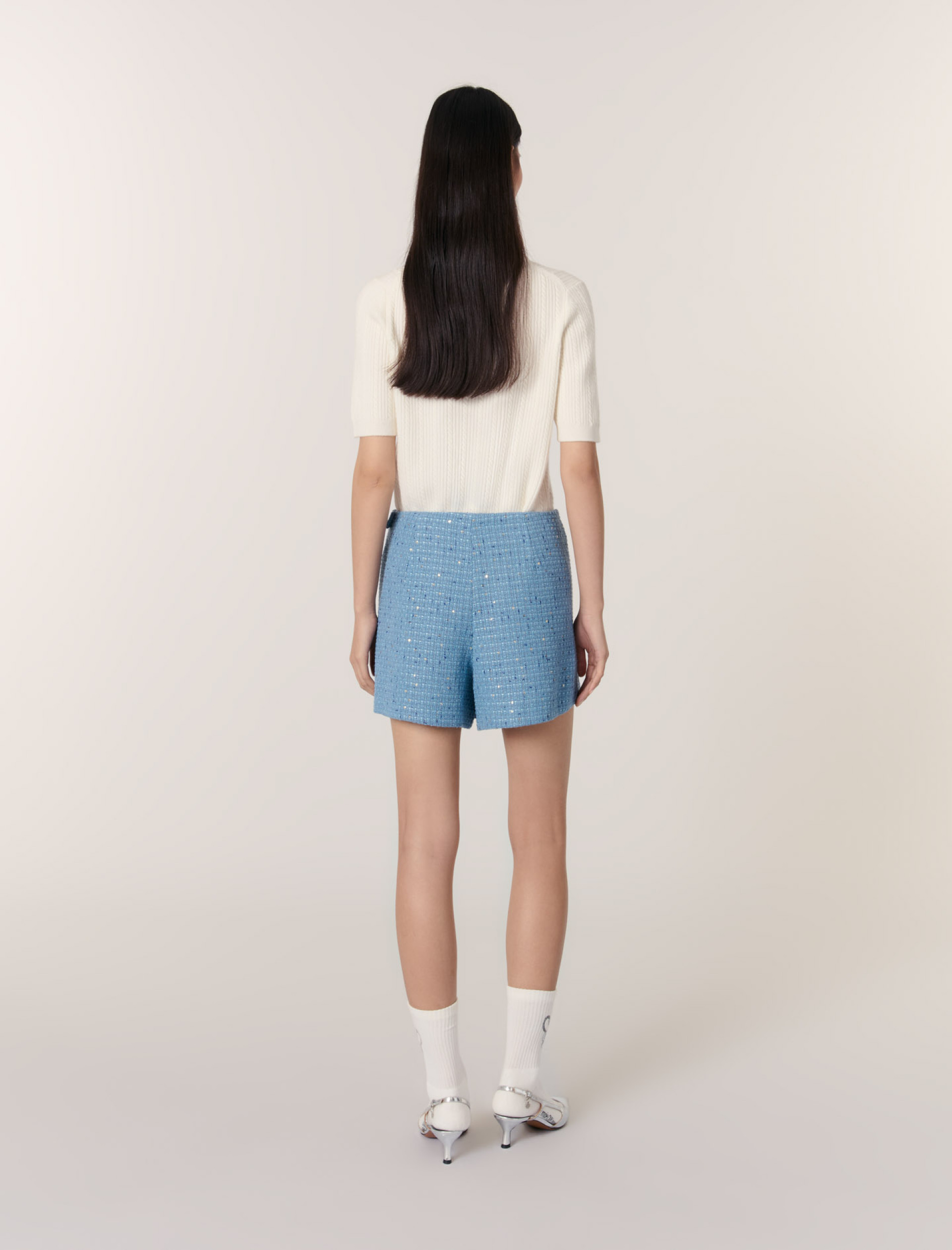 Жіноча плісирована твідова спідниця-шорти