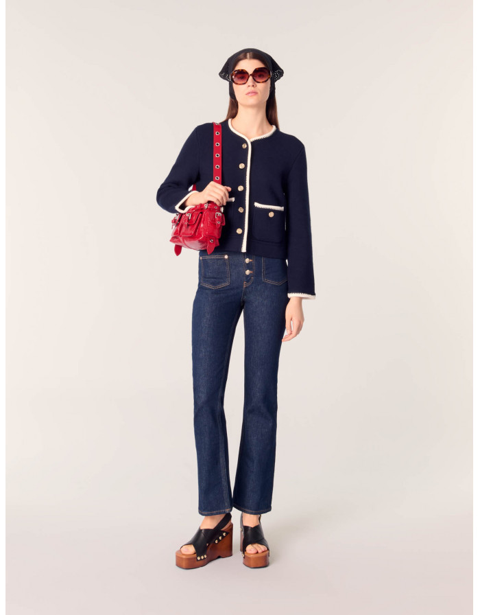 Жіночий кардиган з комбінованії вовни