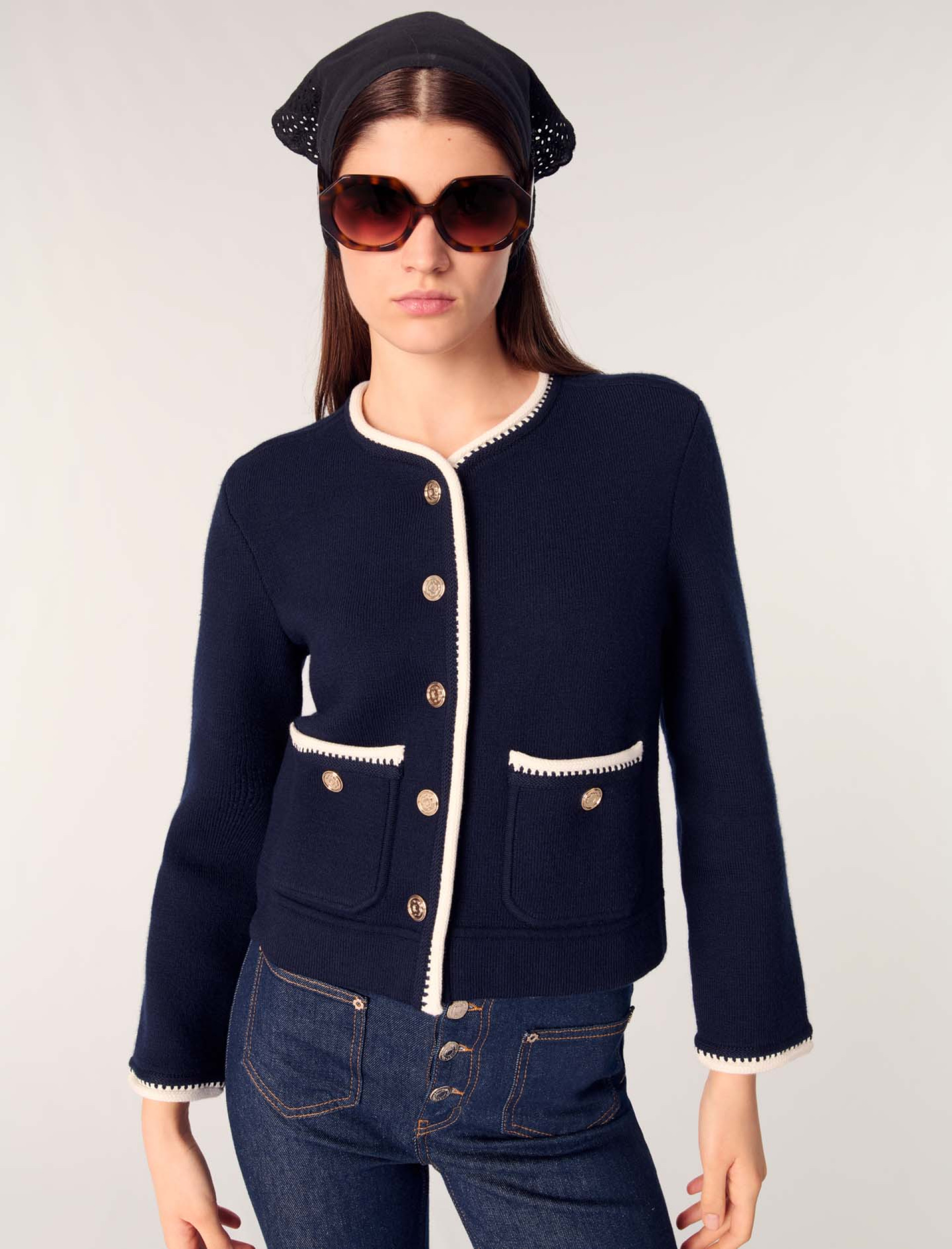 Жіночий кардиган з комбінованії вовни