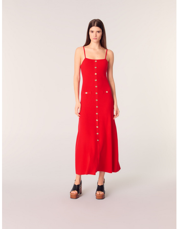 Женское платье миди в рубчик