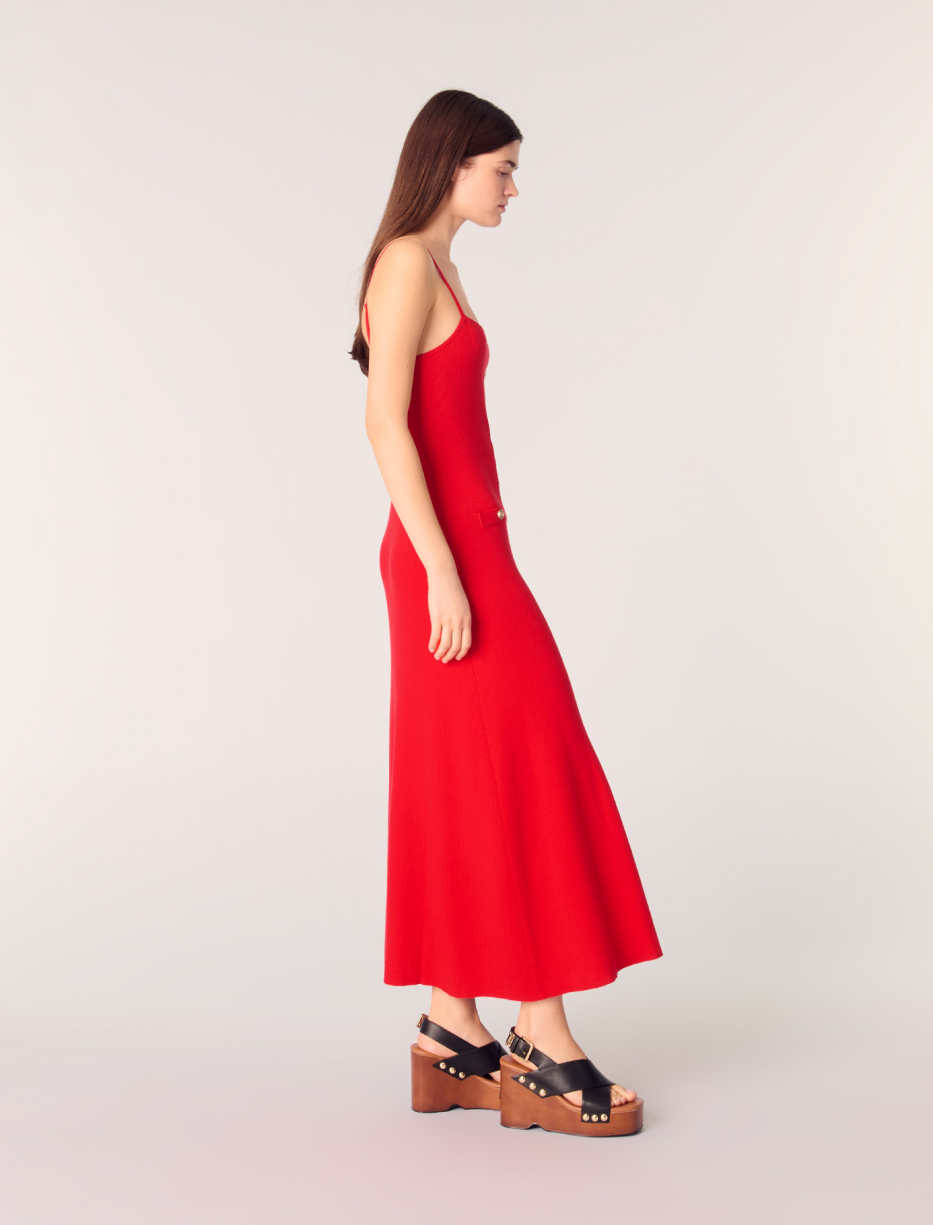 Женское платье миди в рубчик Женское платье миди в рубчик