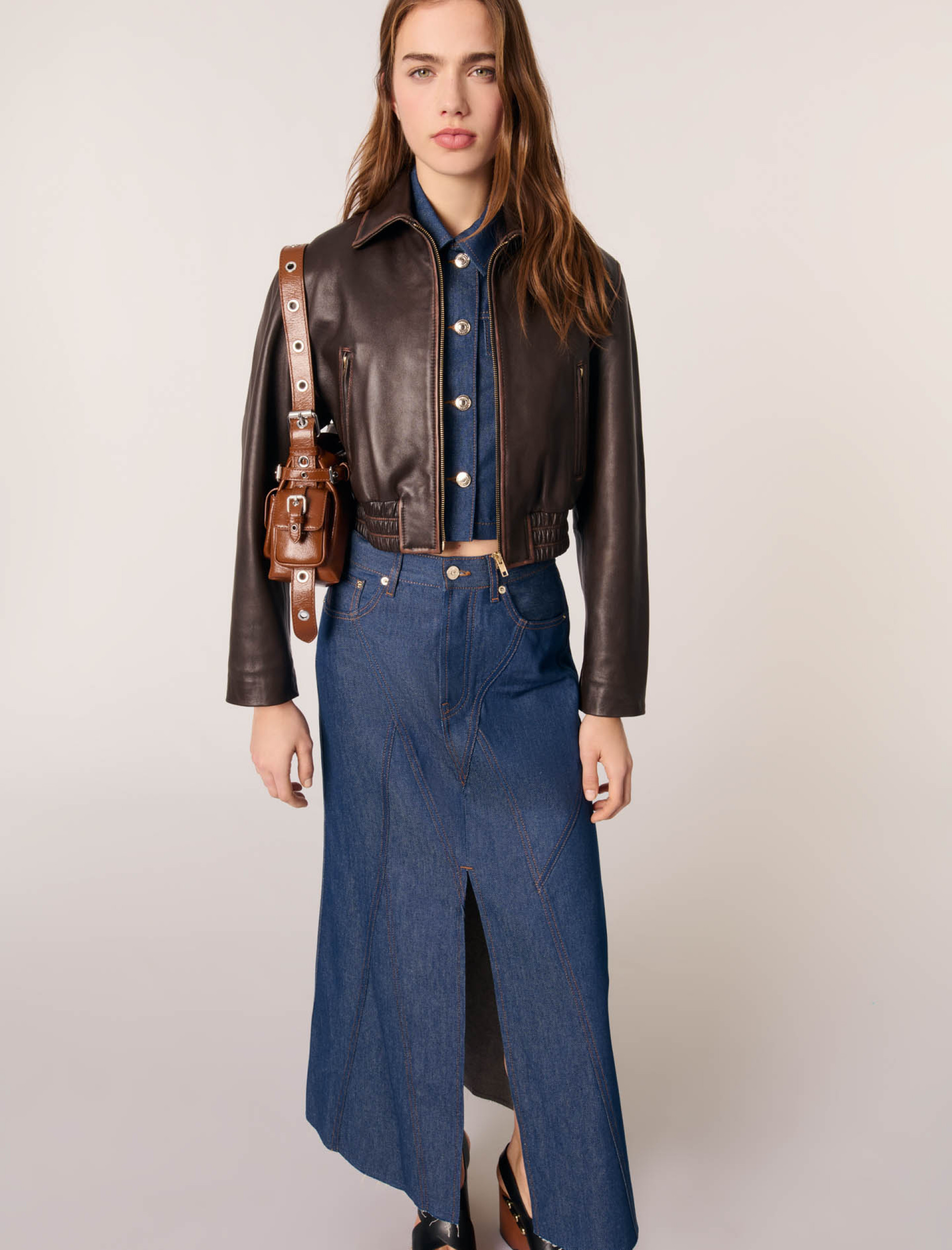 Женская джинсовая юбка миди Женская джинсовая юбка миди