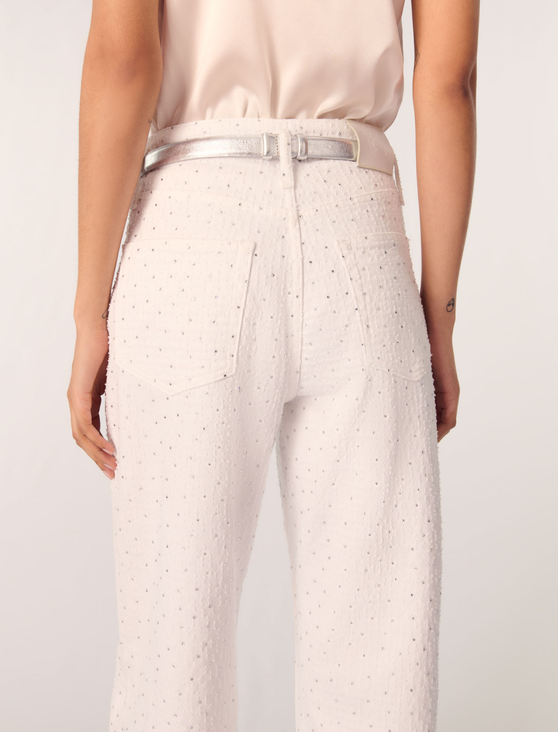 Жіночі широкі джинси зі стразами