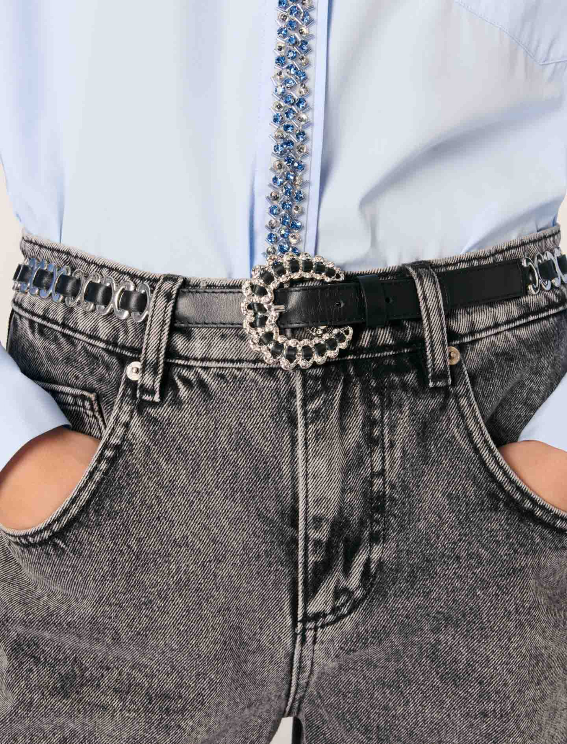 Женская рубашка из поплина со стразами Женская рубашка из поплина со стразами