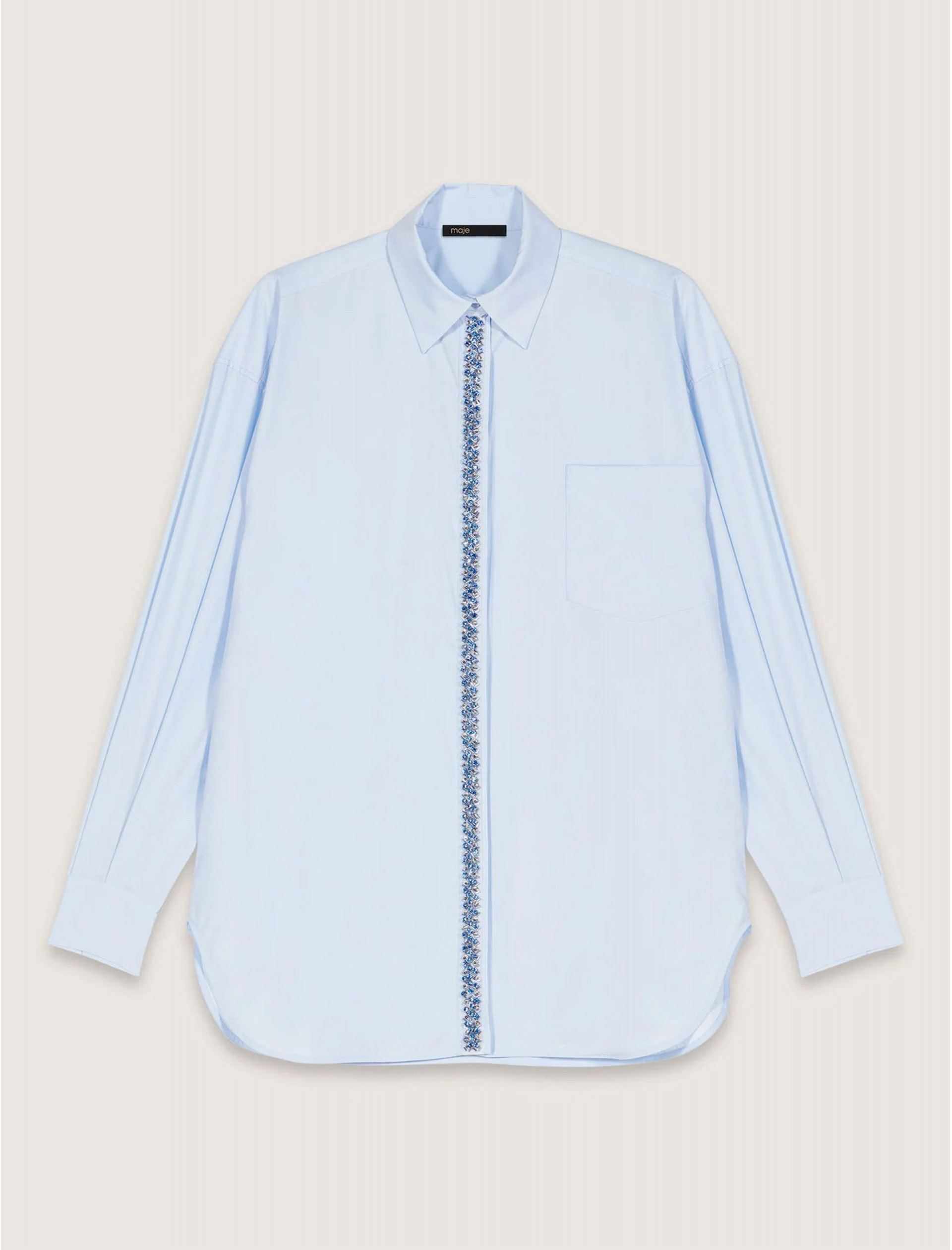 Женская рубашка из поплина со стразами Женская рубашка из поплина со стразами