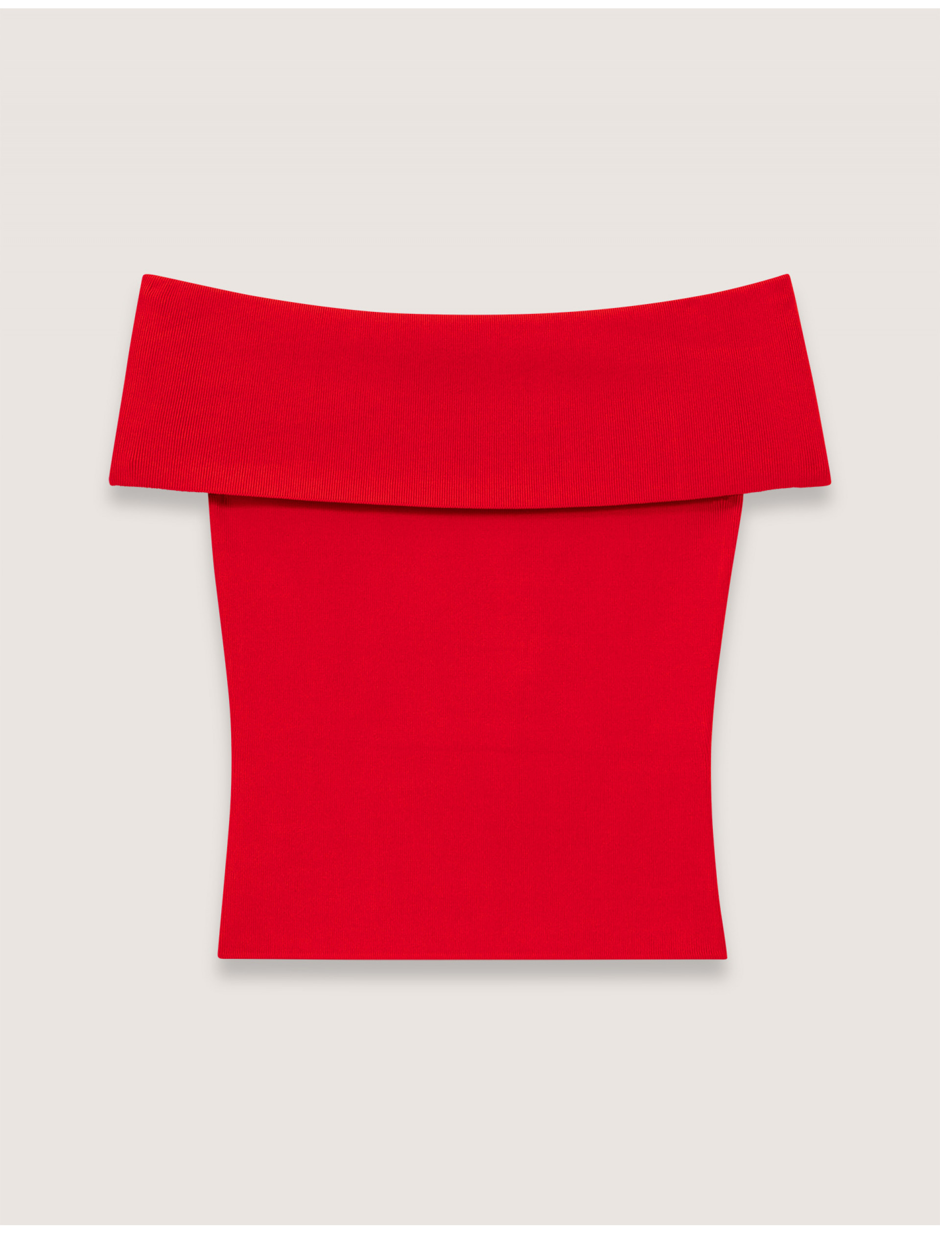 Жіночий трикотажний топ з горловиною бардо