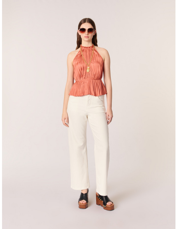 Жіночий плісирований топ без рукавів