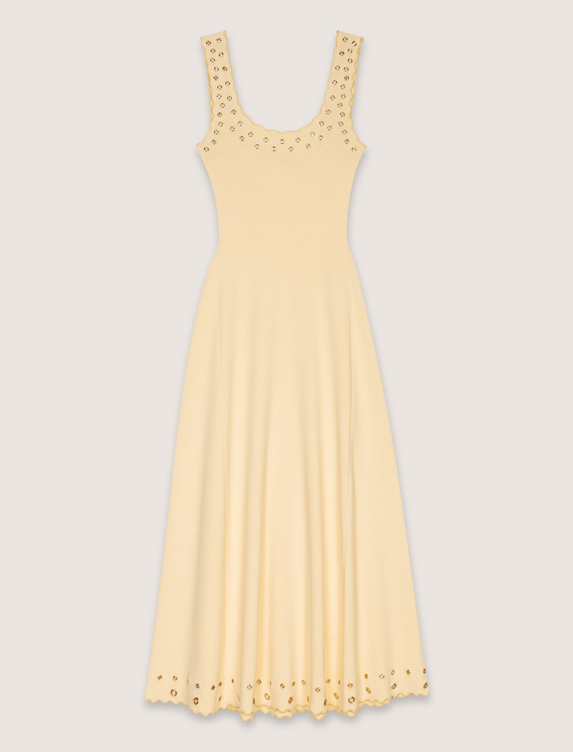 Женское длинное платье с люверсами