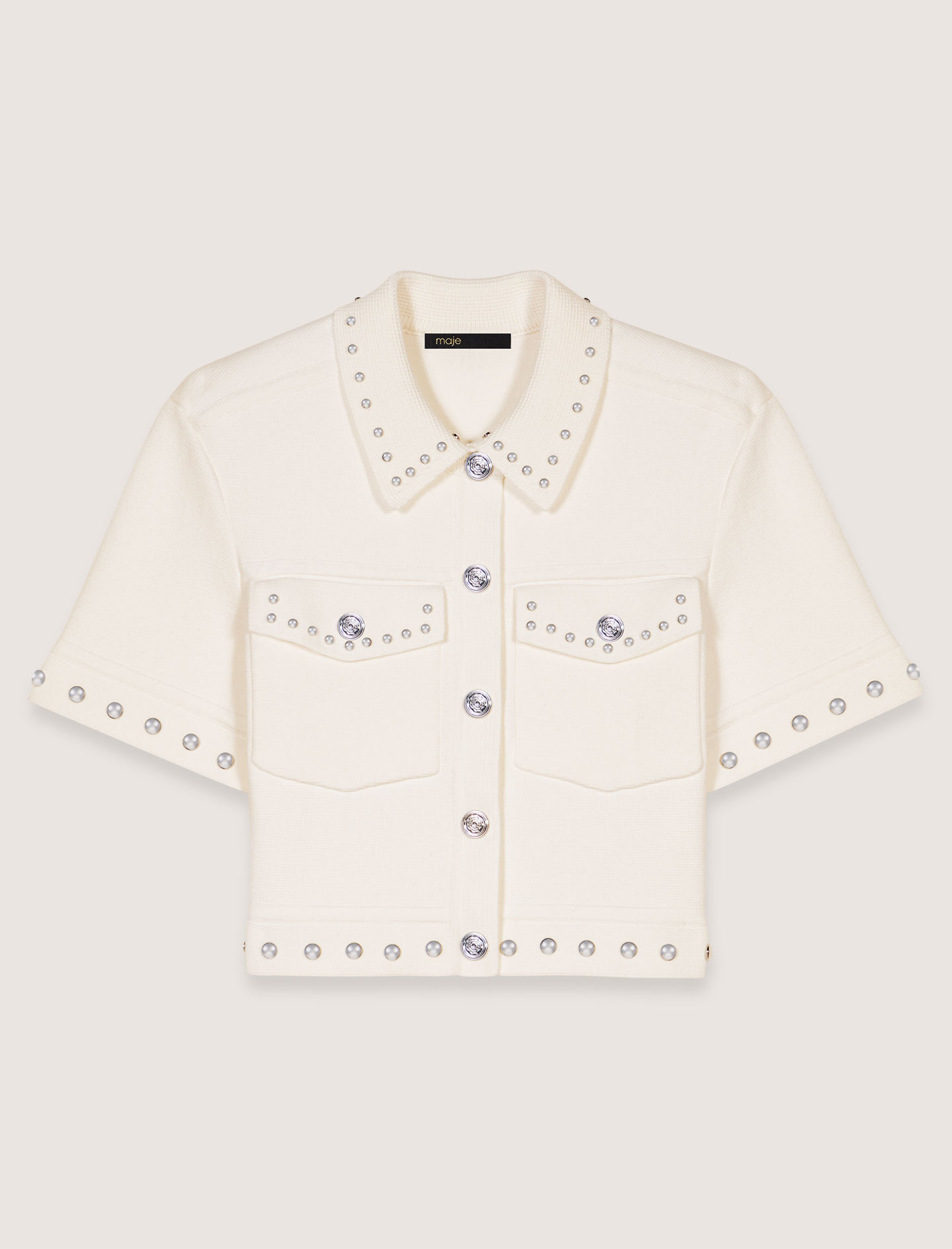 Женский короткий кардиган с заклепками