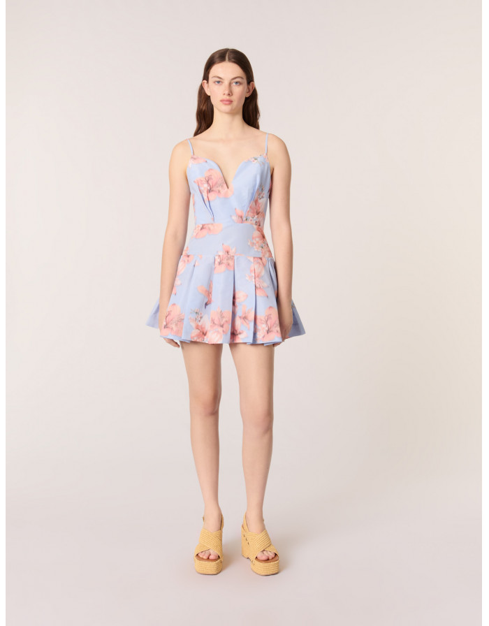 Жіноча сукня з тафти та квітковим принтом