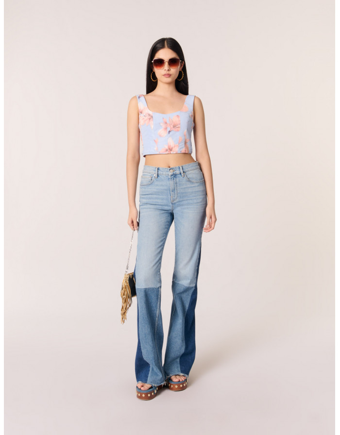 Жіночий топ з тафти із квітковим принтом