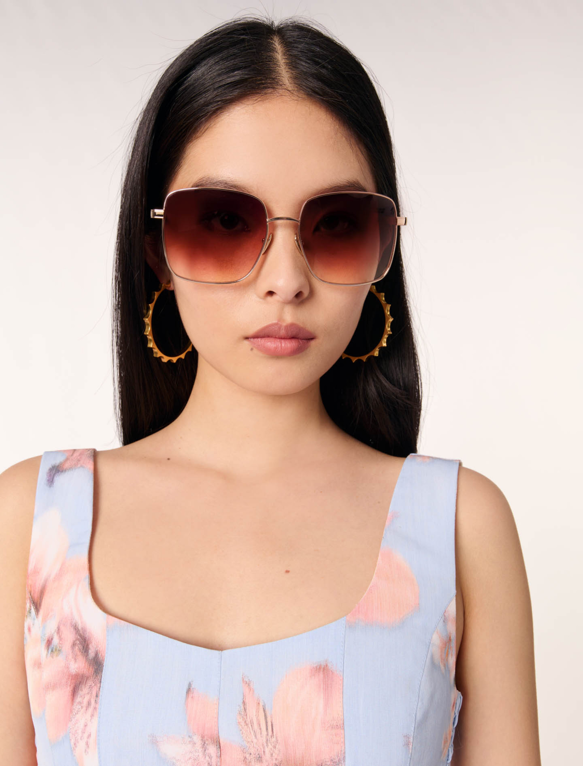 Жіночий топ з тафти із квітковим принтом