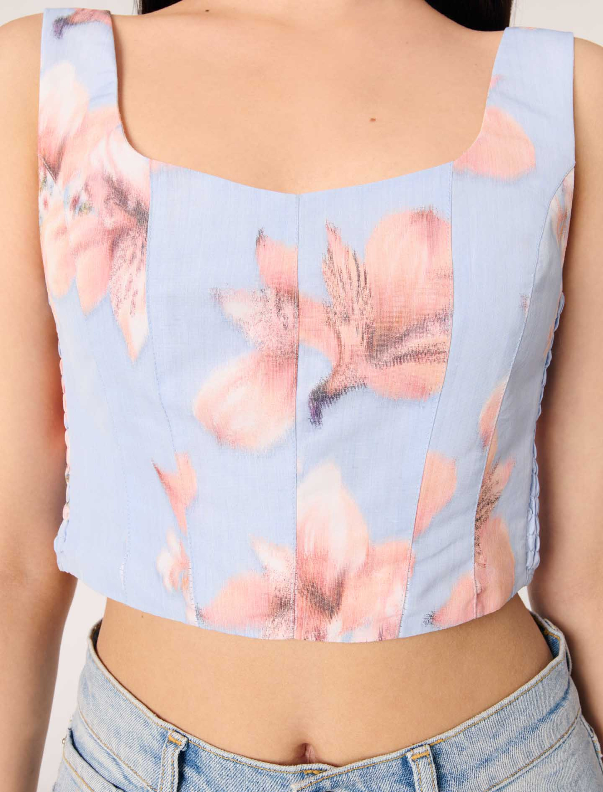 Жіночий топ з тафти із квітковим принтом