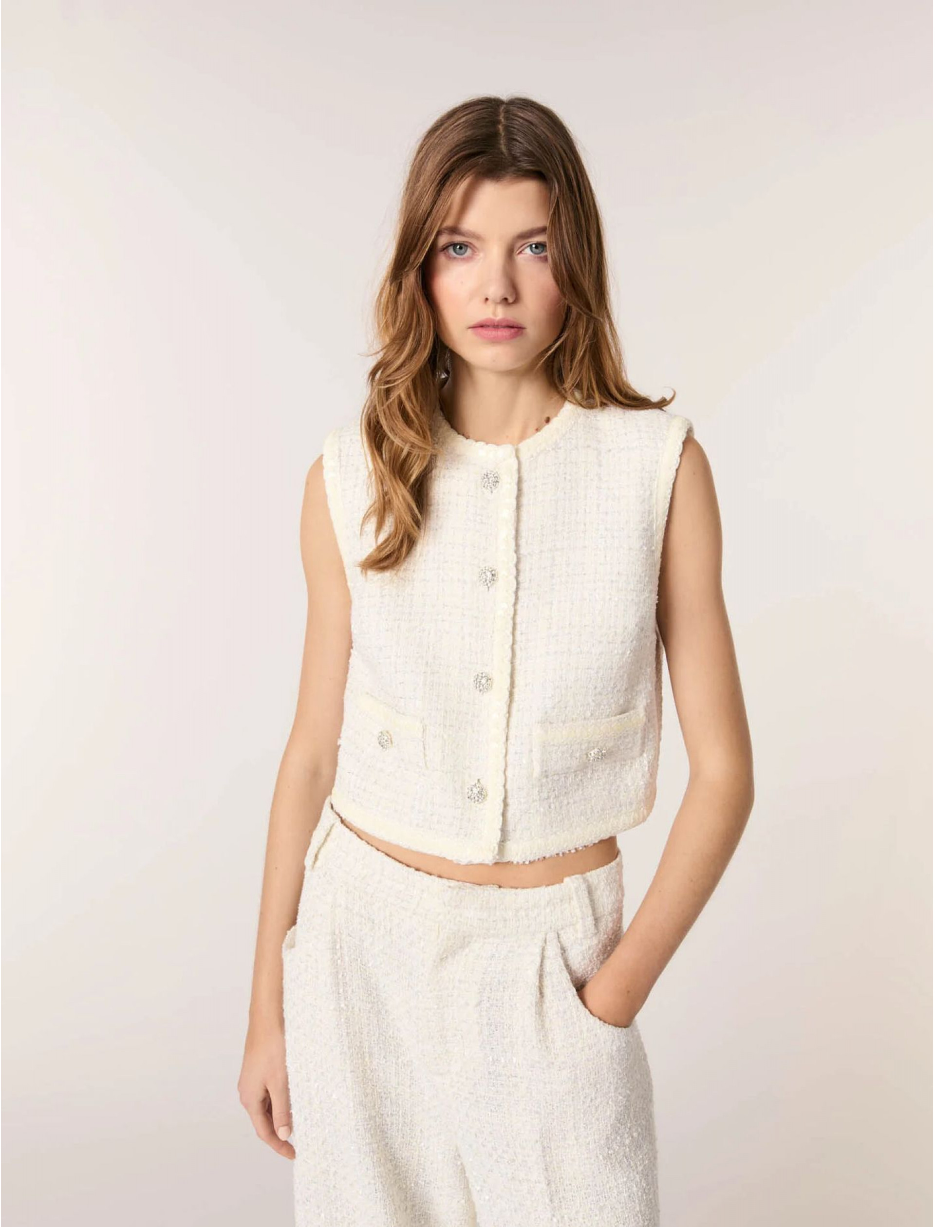 Жіночий твідовий жакет з паєтками