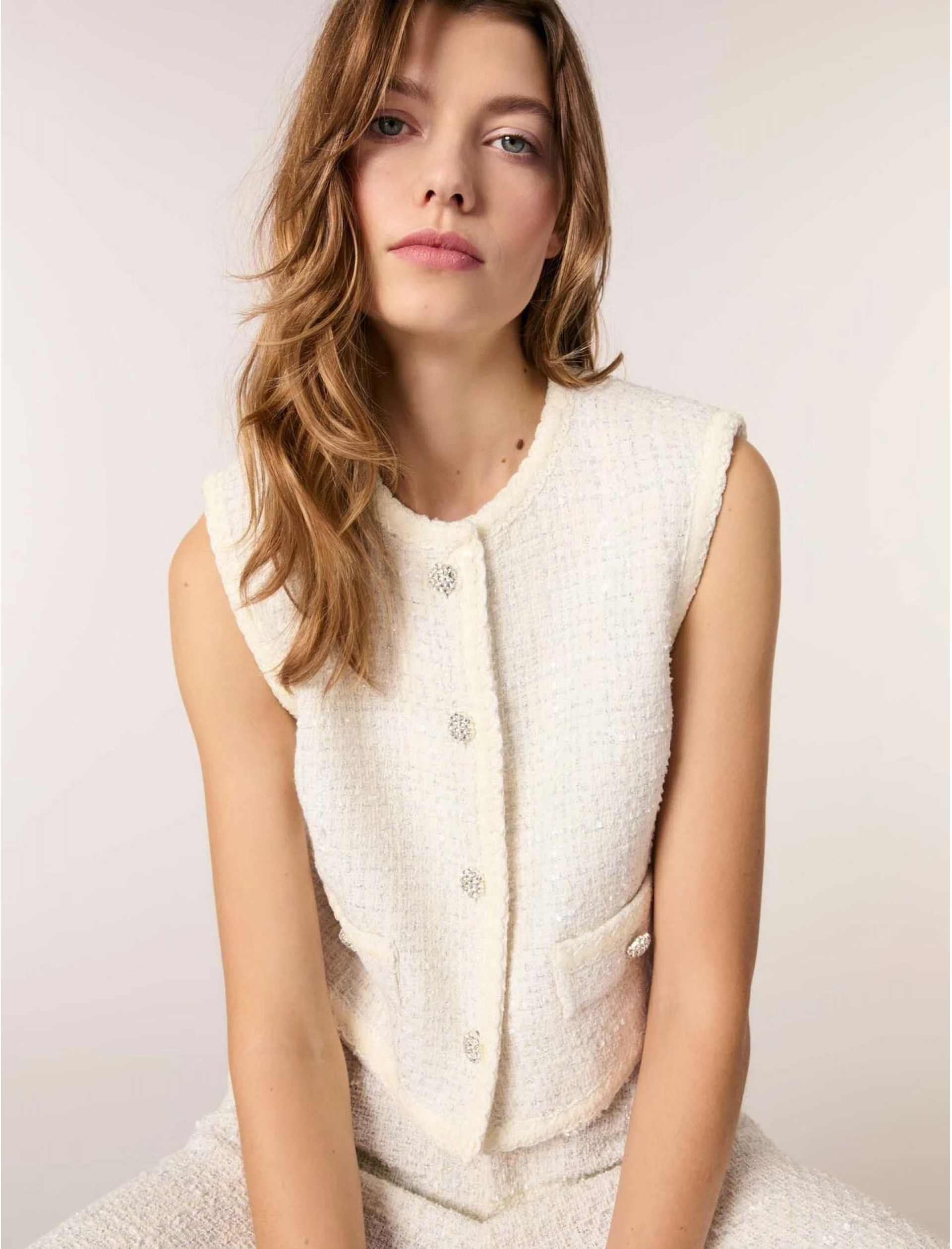 Жіночий твідовий жакет з паєтками