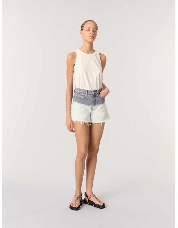 Жіночі джинсові шорти з принтом тай-лай