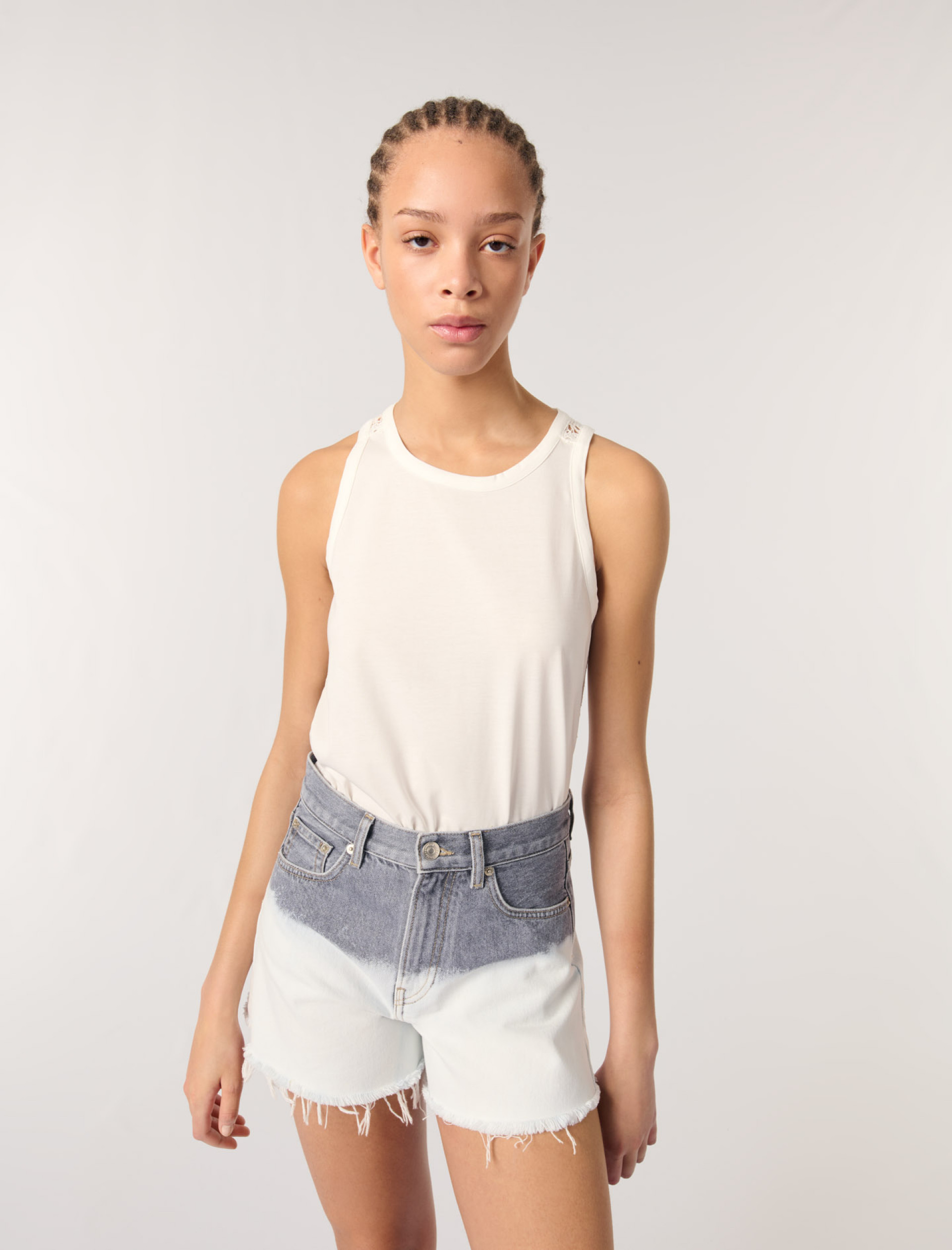 Жіночі джинсові шорти з принтом тай-лай Жіночі джинсові шорти з принтом тай-лай