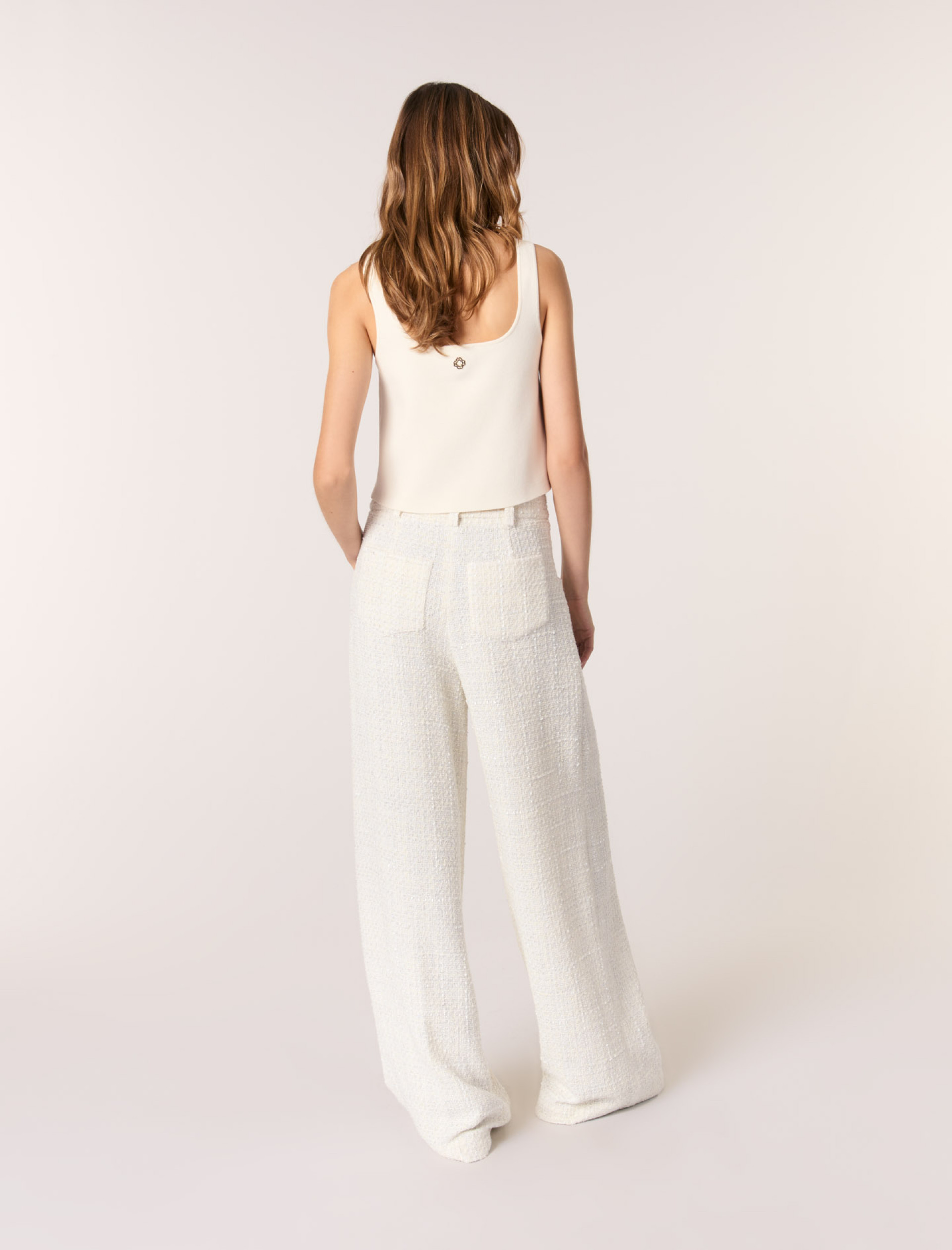 Женские широкие твидовые брюки